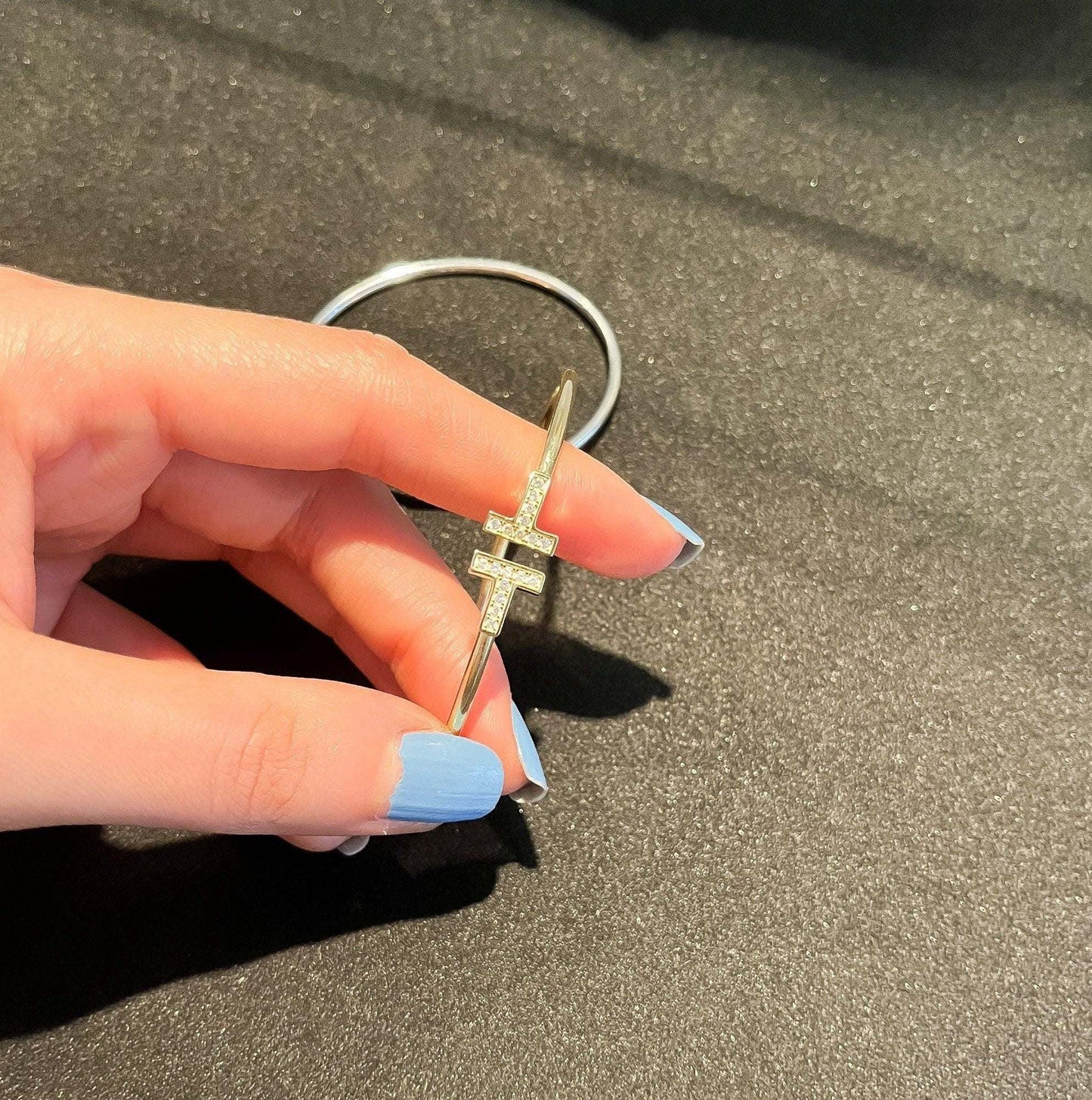 Tiffany T 925 Silver Wire Bracelet,Silver,Gold Plated - Tracesilver