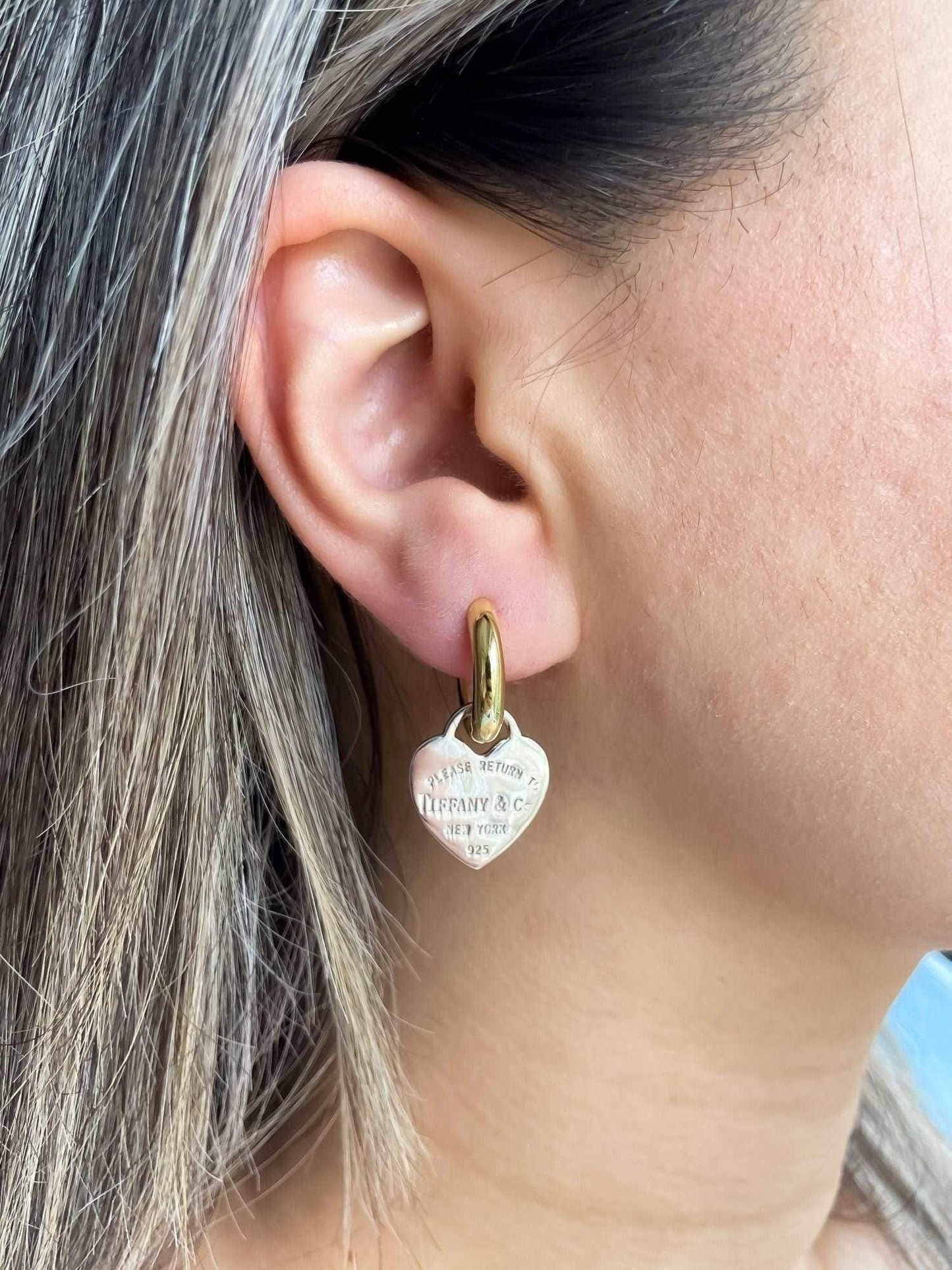 925 Sterling Silver Tiffanys & Co Hardware Link Earrings - Tracesilver