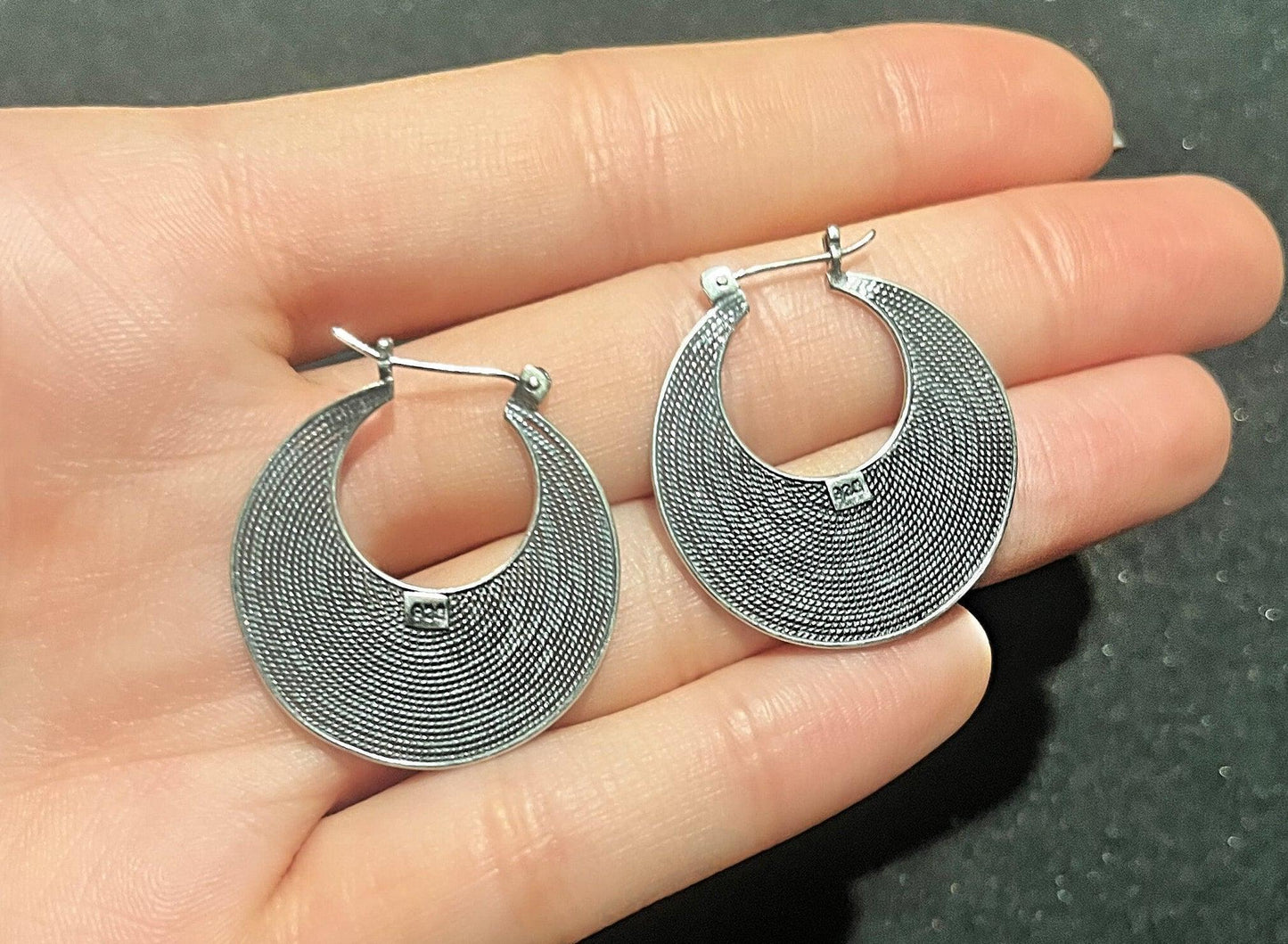 925 Sterling Silver Filigree Handmade Earring | Handmade Filigree | Hoop Silver Earrings | Traditional Handmade Silver Earrings |Silver gift - Tracesilver