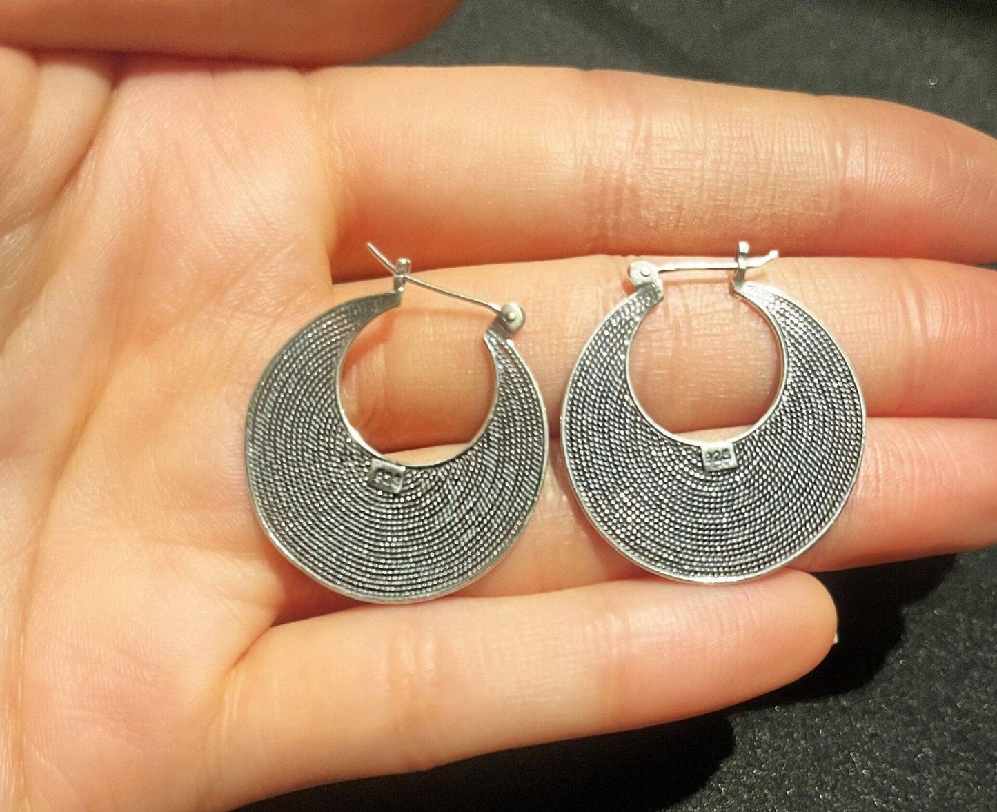 925 Sterling Silver Filigree Handmade Earring | Handmade Filigree | Hoop Silver Earrings | Traditional Handmade Silver Earrings |Silver gift - Tracesilver