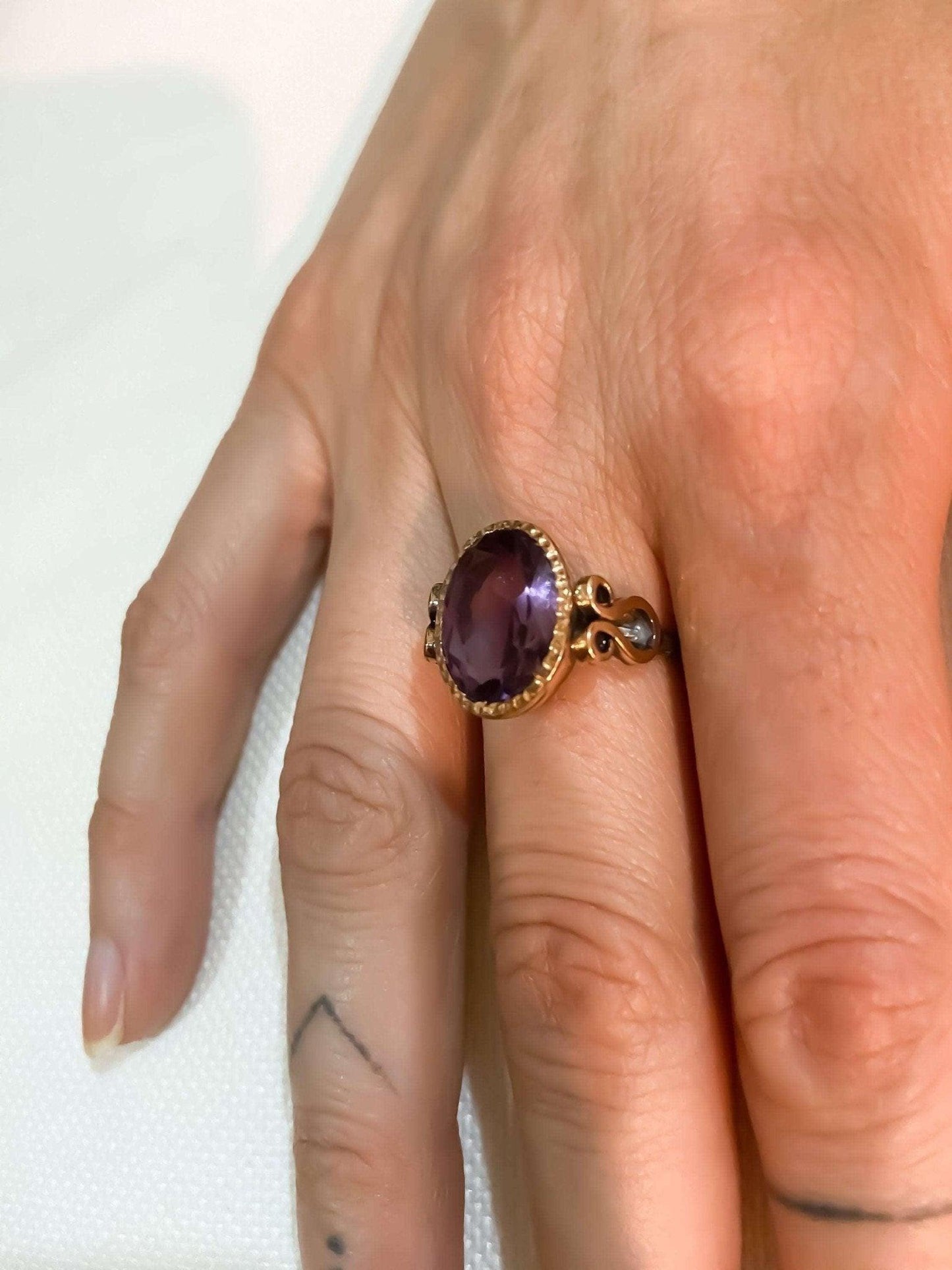 Amethyst Natural Stone 925 Sterling Silver Handmade Ring, Amethyst Jewellery For Women Ring, First Quality Cut Amethyst Stone Statement Ring - Tracesilver