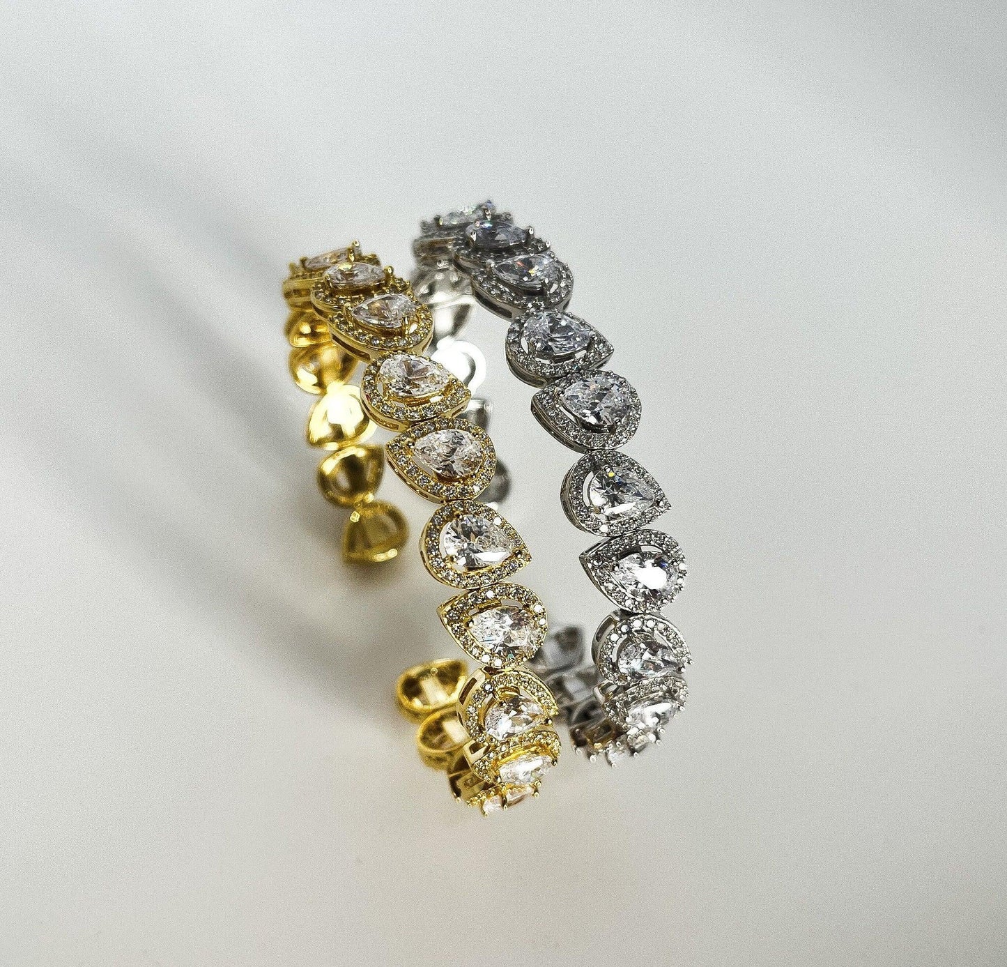 Diamond Drop Cut 925 Sterling Silver Madagascar Zircon Covered Bracelet,Super Shiny Drop Cut Handmade 925 Sterling Silver Bracelet - Tracesilver