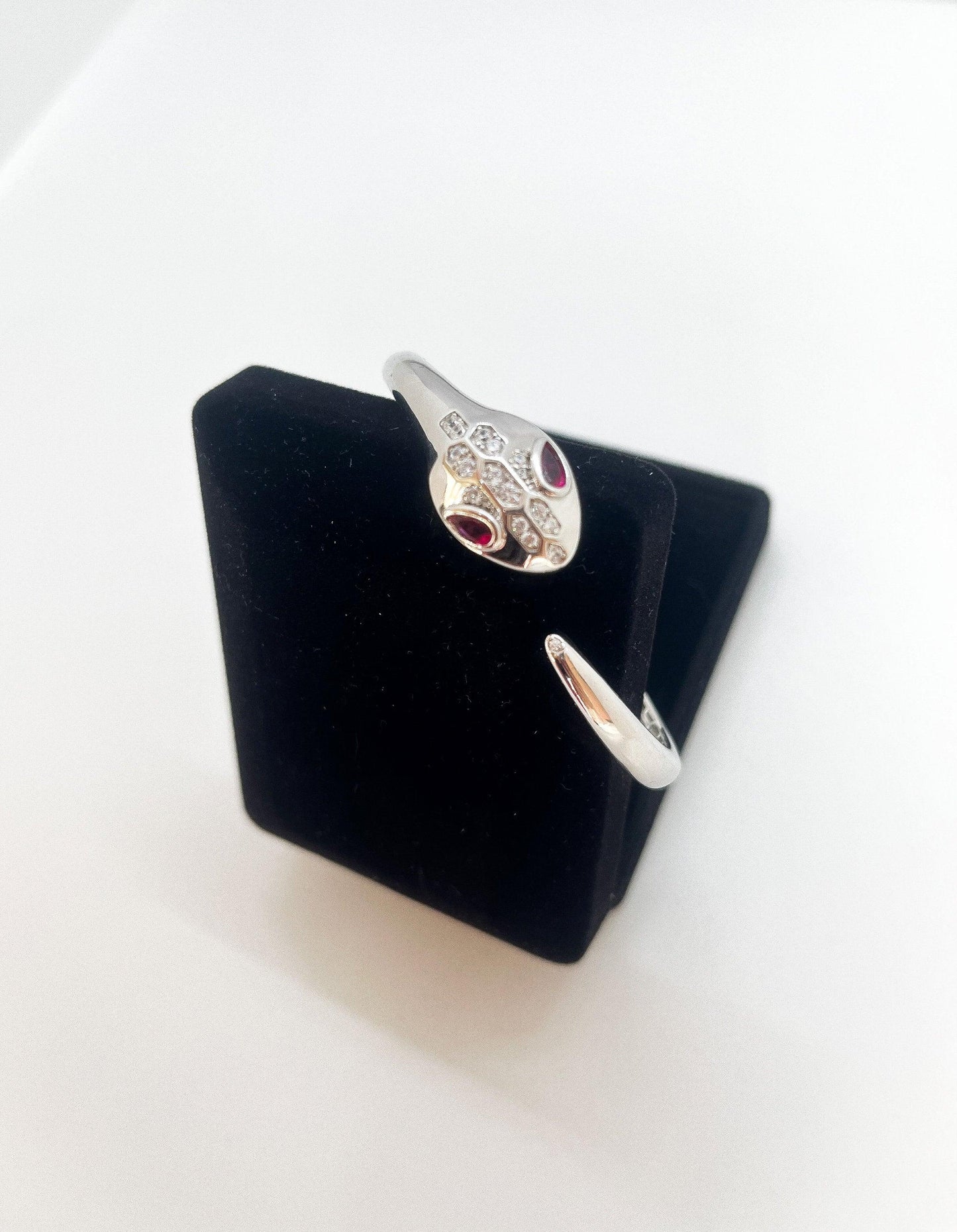 Snake Bracelet 925 Sterling Silver First Quality Zircon Stone Ruby Eyes Snake Luxury Bracelet Jewelry For Women - Tracesilver