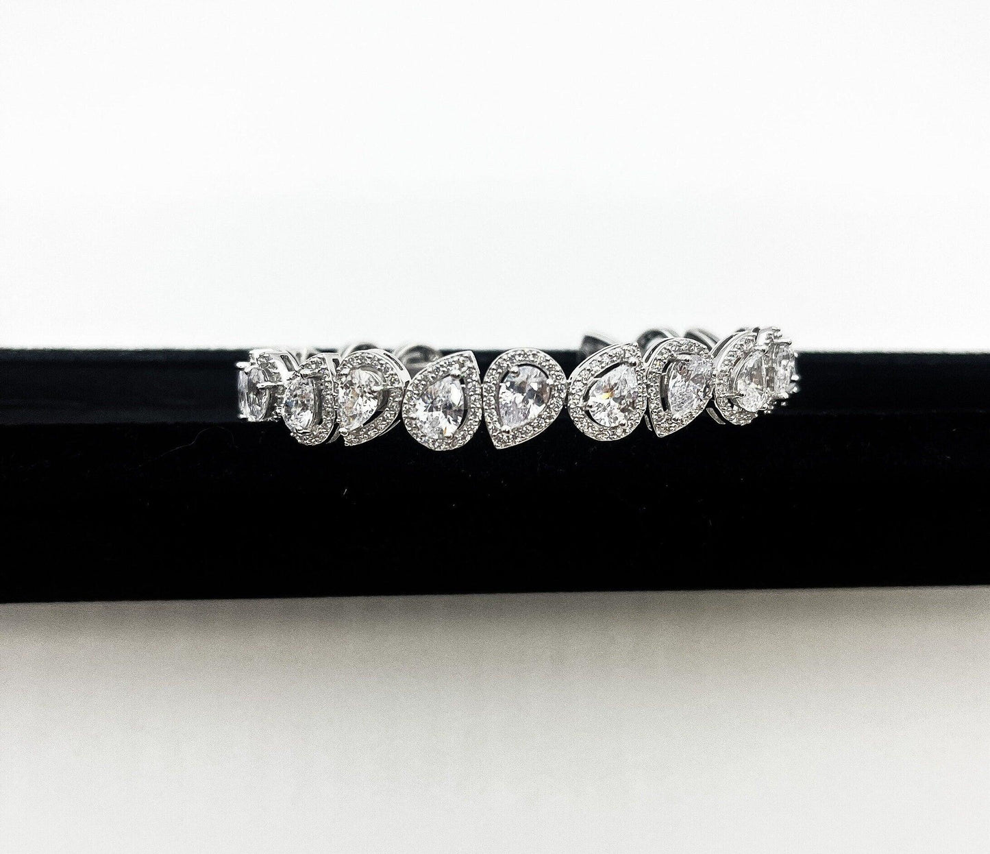 Diamond Drop Cut 925 Sterling Silver Madagascar Zircon Covered Bracelet,Super Shiny Drop Cut Handmade 925 Sterling Silver Bracelet - Tracesilver
