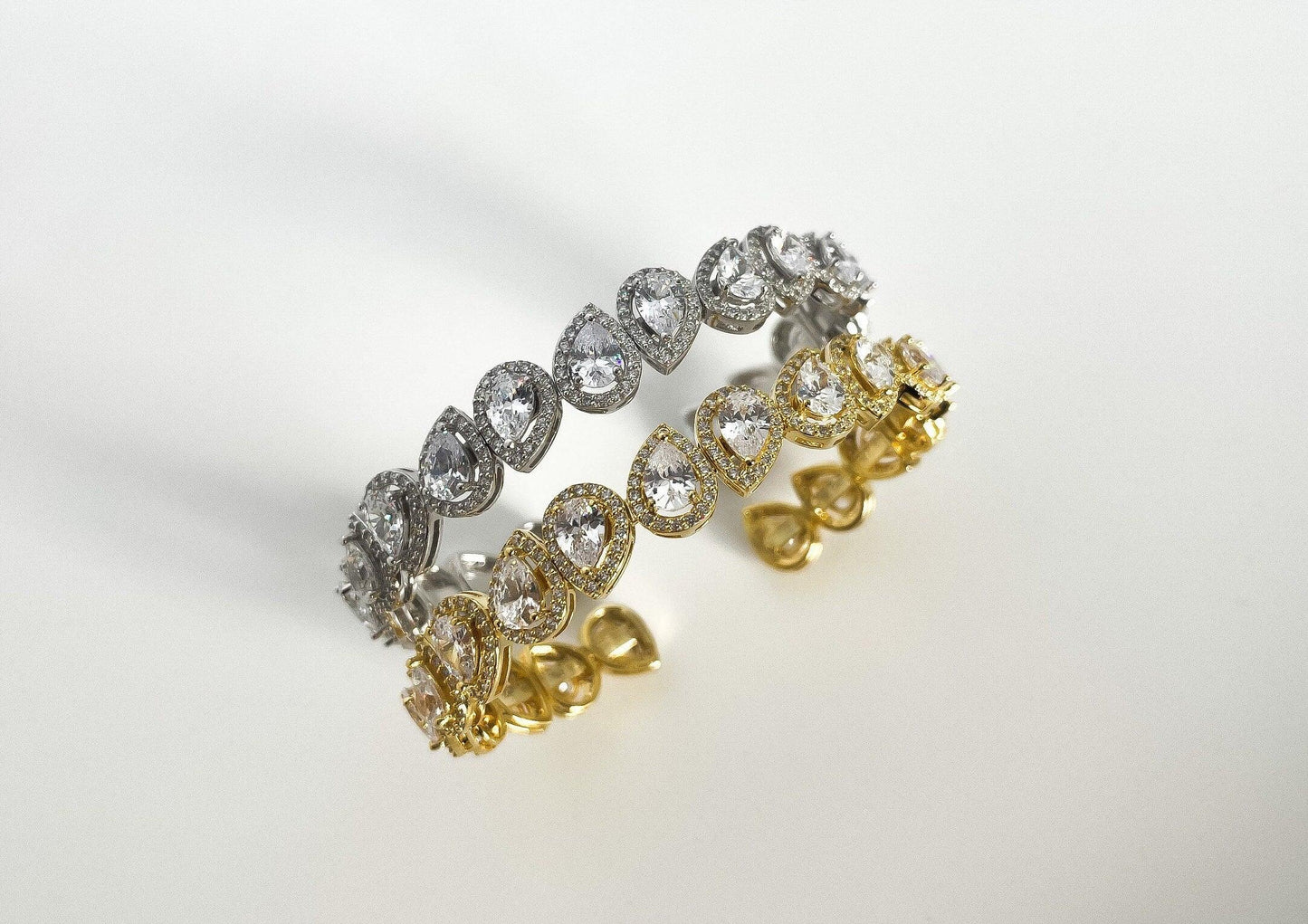 Diamond Drop Cut 925 Sterling Silver Madagascar Zircon Covered Bracelet,Super Shiny Drop Cut Handmade 925 Sterling Silver Bracelet - Tracesilver