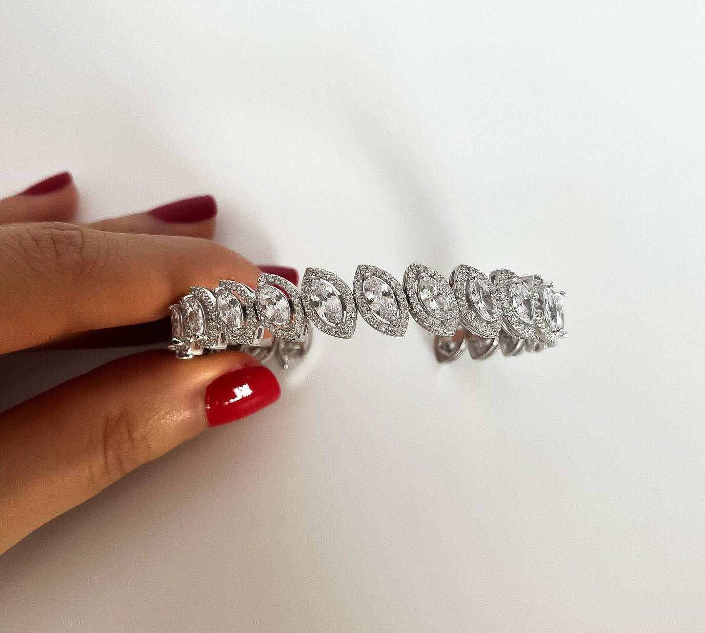 Diamond Drop cut 925 Sterling Silver Madagascar Zircon Stone Bracelet,Silver Zircon Stone Bracelet,Gold Plated Zircon Stone Bracelet, - Tracesilver