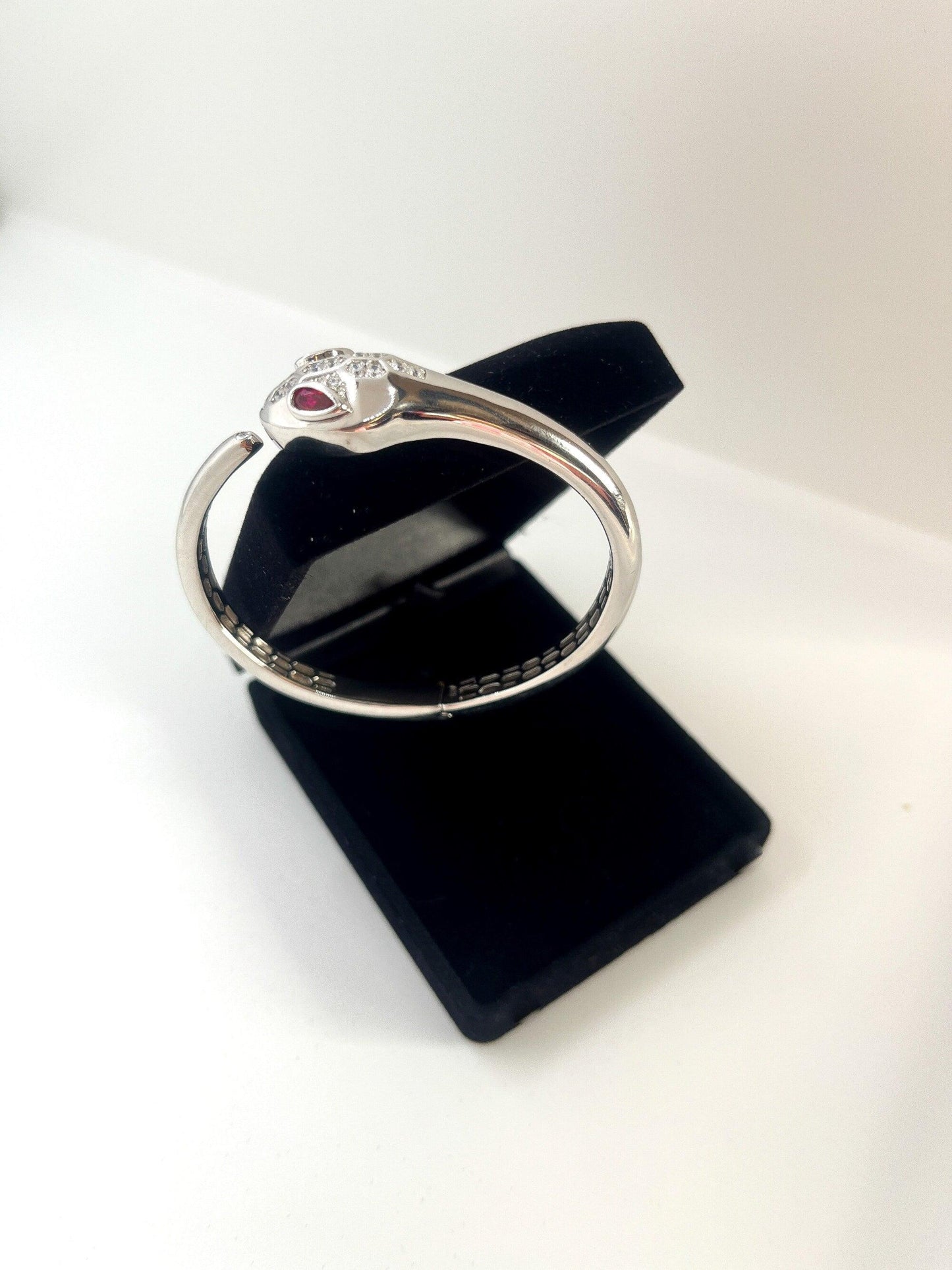 Snake Bracelet 925 Sterling Silver First Quality Zircon Stone Ruby Eyes Snake Luxury Bracelet Jewelry For Women - Tracesilver