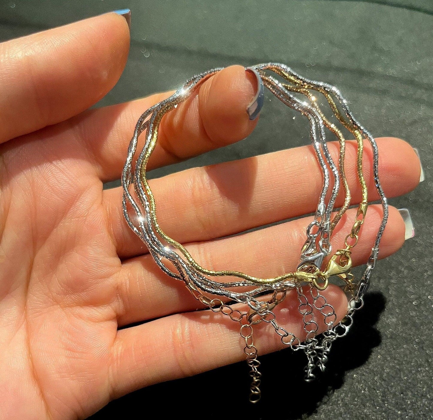 İtalian Twist 925 Sterling Silver Bracelet ,İtalian Chain Bracelet,925İtalian Chain,Twist Chain Rose Gold,Twist Silver Bracelet,Gold Plated - Tracesilver