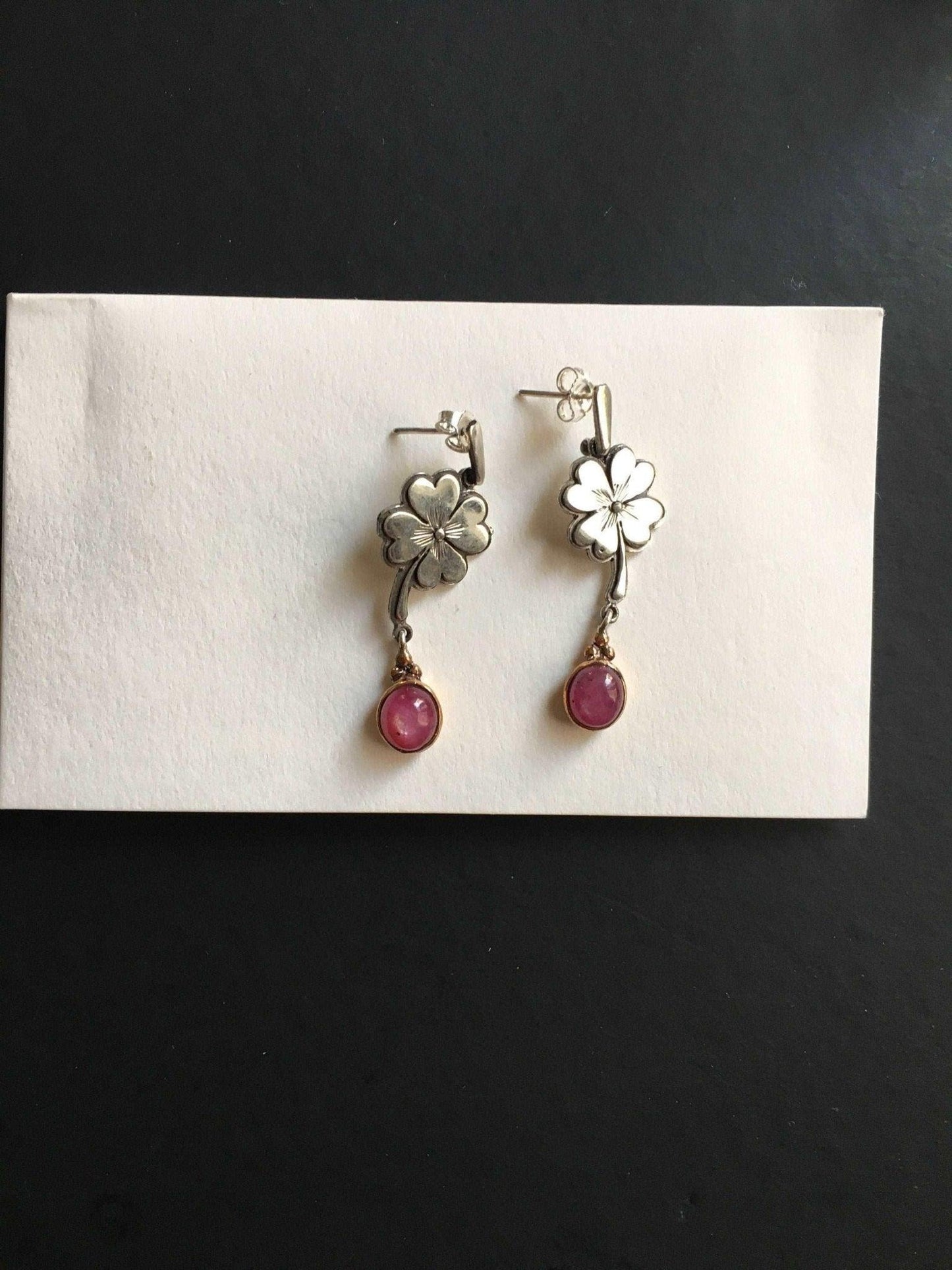 Root Ruby Flower Earrings, Custom Desing Jewelry Ruby Women Earrings, 925 Sterling Silver Flower Desing Earrings For Women - Tracesilver