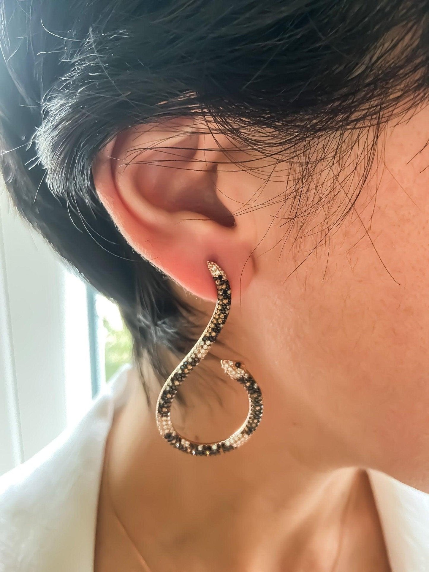 Snake Earrings 925 Sterling Silver Animal Earrings, Snake Lover Earrings For Women, Custom Desing Handmade Zircon Stone Snake Earrings - Tracesilver