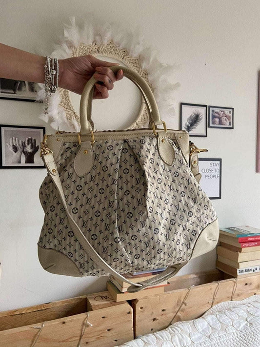 Authentic Louis Vuitton Blue/White Mini Lin Croisette Marina GM Tote Bag - Tracesilver