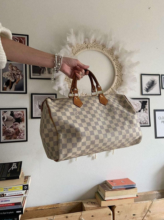 Authentic Louis Vuitton Damier Azur Speedy 35 Bag - Tracesilver