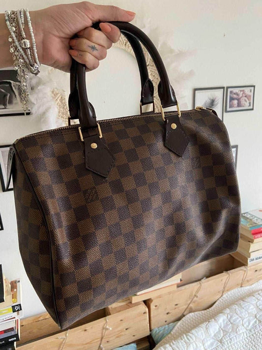 Authentic Louis Vuitton Damier Ebene Speedy 30 Bag - Tracesilver