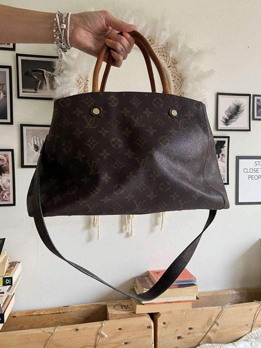 Authentic Louis Vuitton Montaigne Monogram Canvas MM Brown - Tracesilver