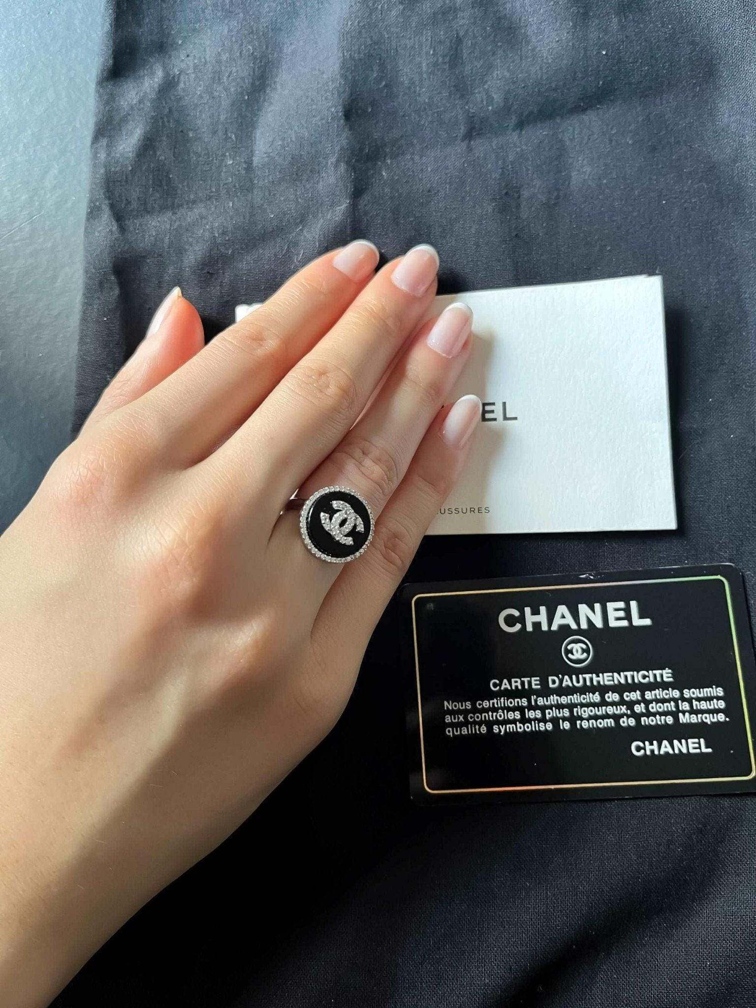 Chanel Vintage Jewelry 925 Sterling Silver Enamel Ring - Tracesilver