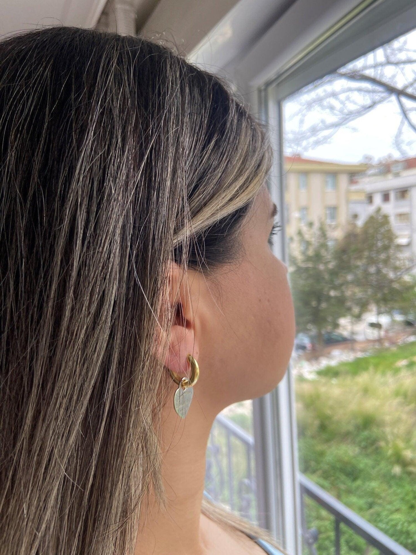 925 Sterling Silver Tiffany & Co Gold Planet Jewelry Heart Earrings - Tracesilver