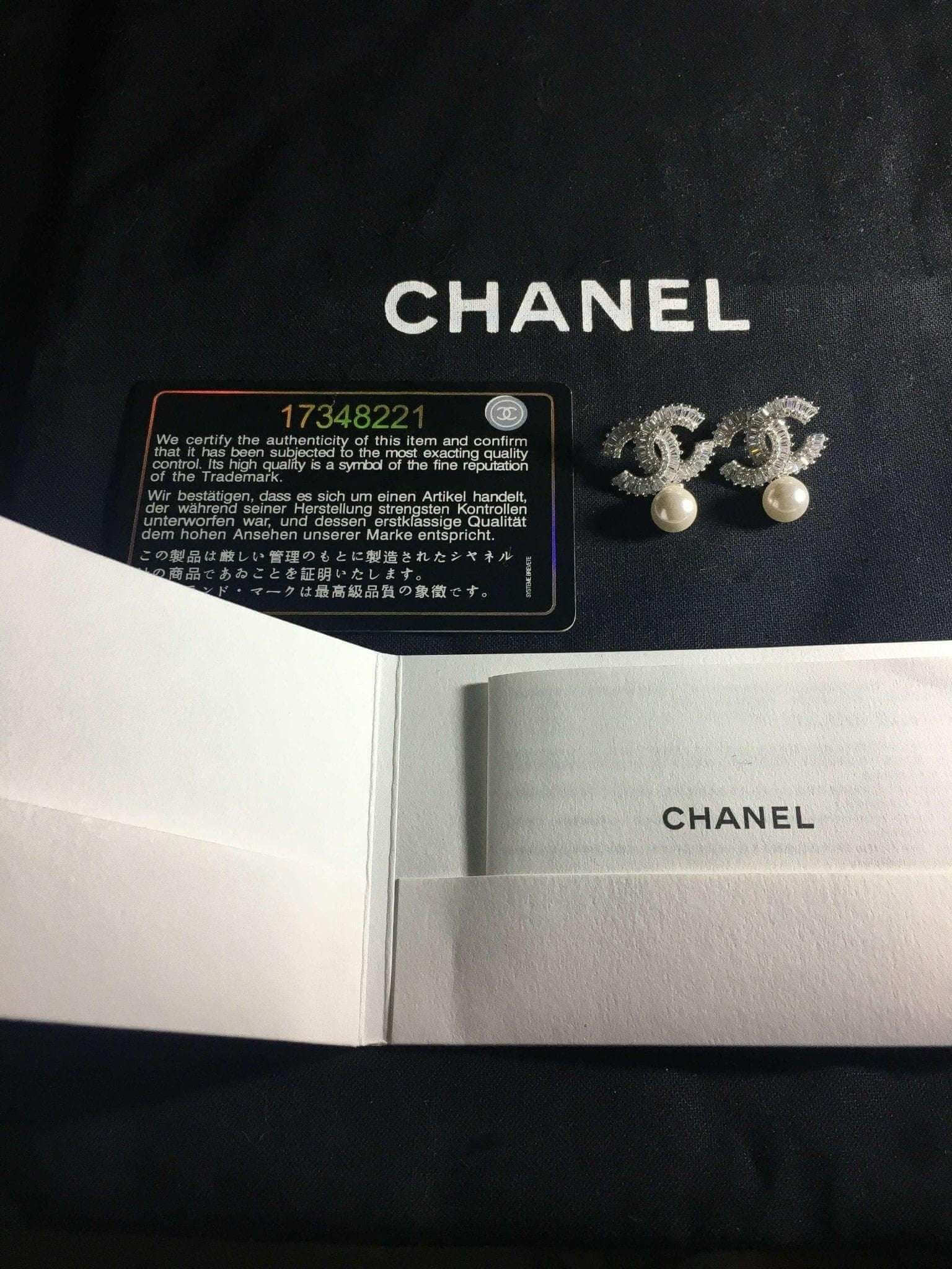 Chanel Jewelry Stud Vintage Earrings, 925 Sterling Silver Real Pearl - Tracesilver