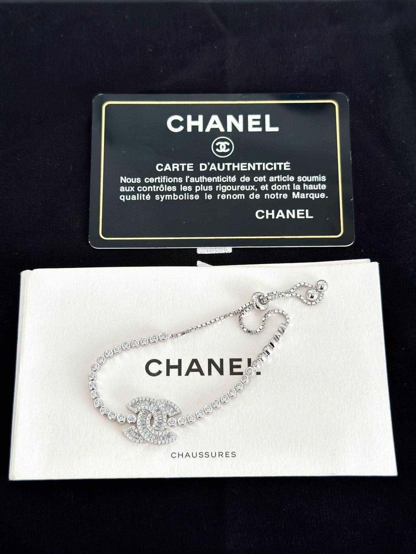 Exquisite 925 Sterling Silver Chanel Bracelet with Brilliant White Zircon Stone - Timeless Elegance