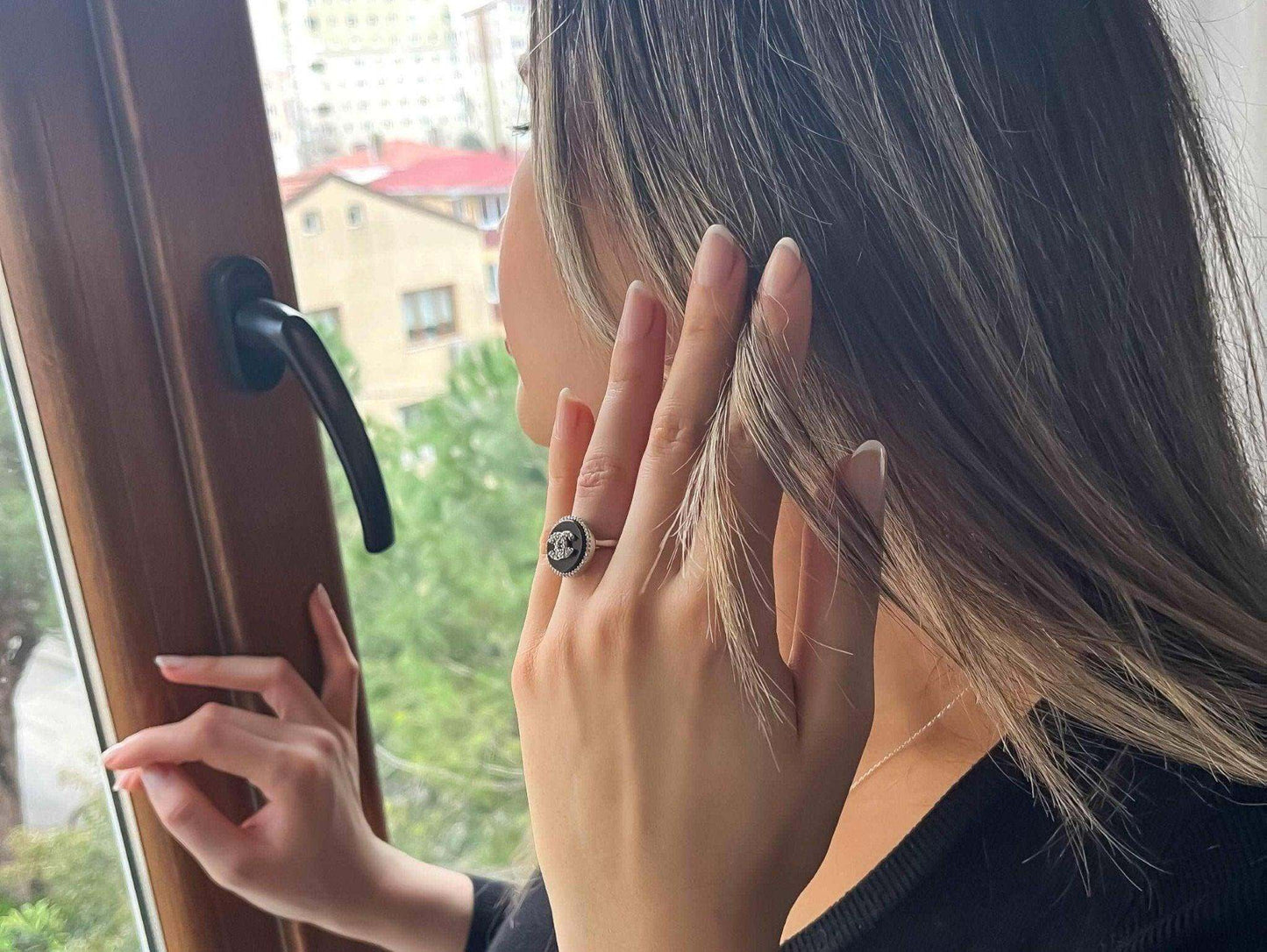 Chanel Vintage Jewelry 925 Sterling Silver Enamel Ring - Tracesilver