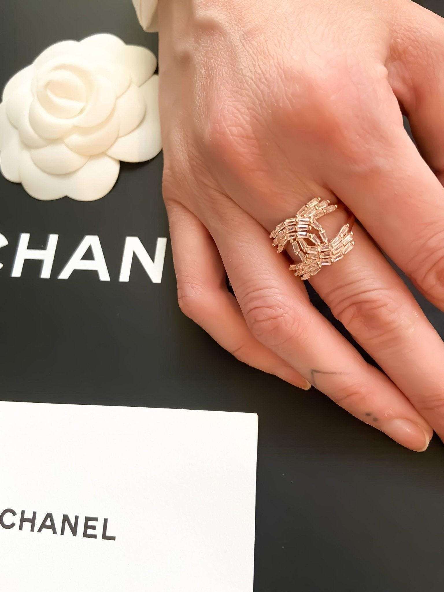 Vintage Chanel Rose Gold Ring 925 Sterling Silver - Tracesilver