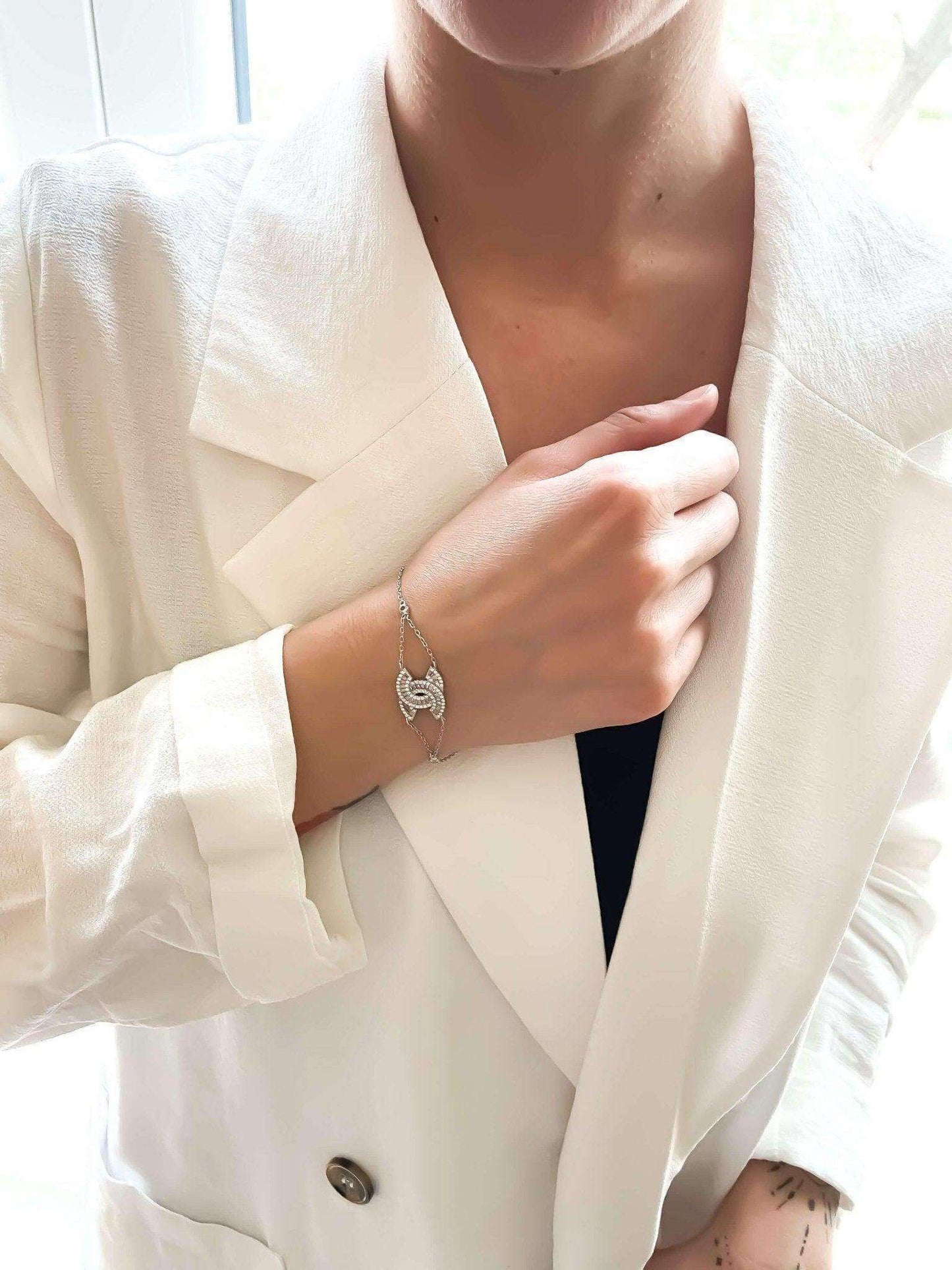 Chanel Vintage Jewelry Baguette Cut Luxury Bracelet - Tracesilver