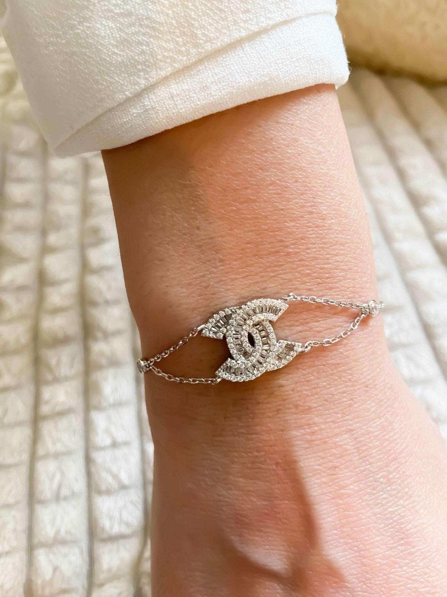 Chanel Vintage Jewelry Baguette Cut Luxury Bracelet - Tracesilver