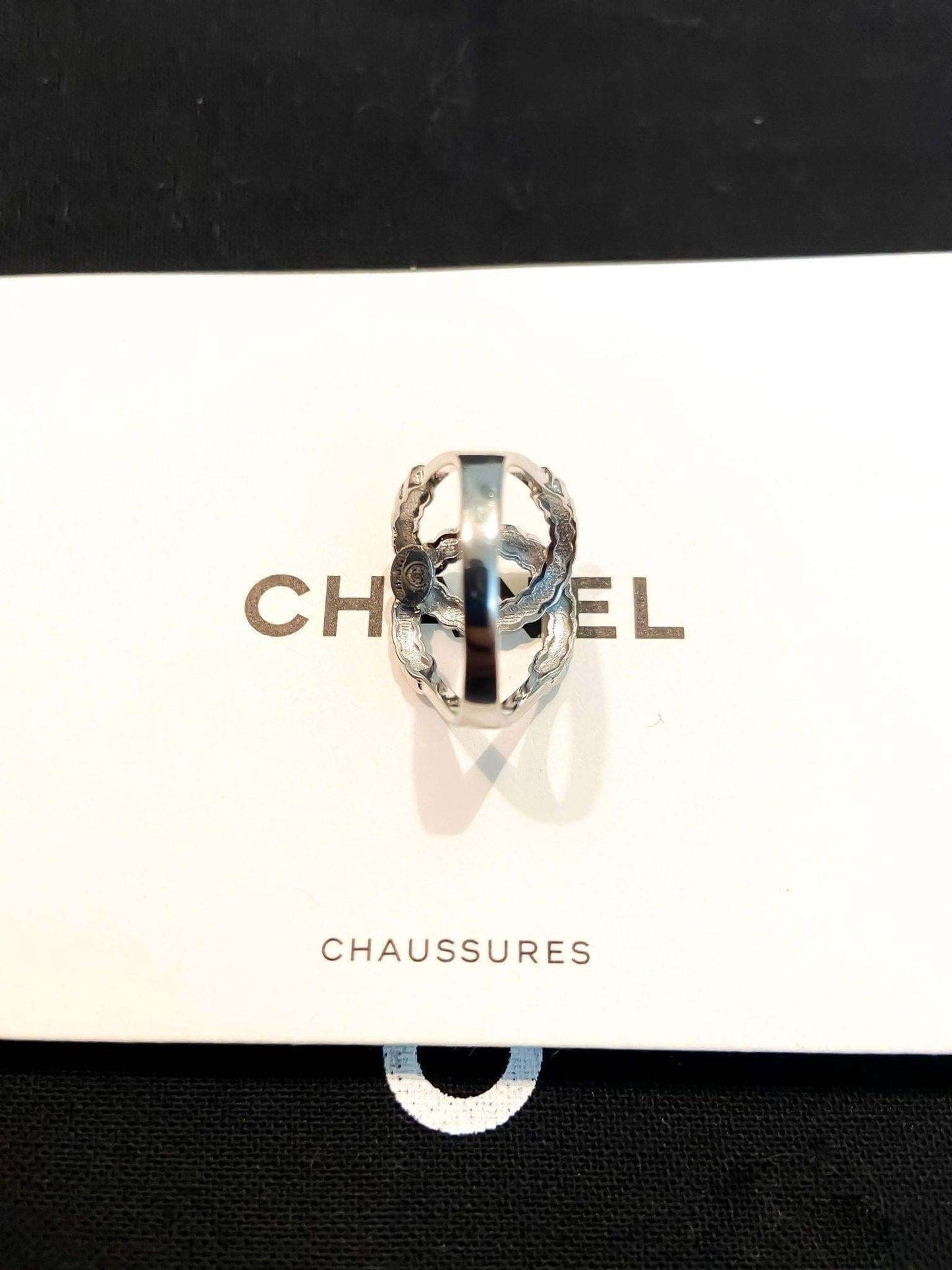 Vintage Chanel Set 925 sterling silver ring on Chanel packaging