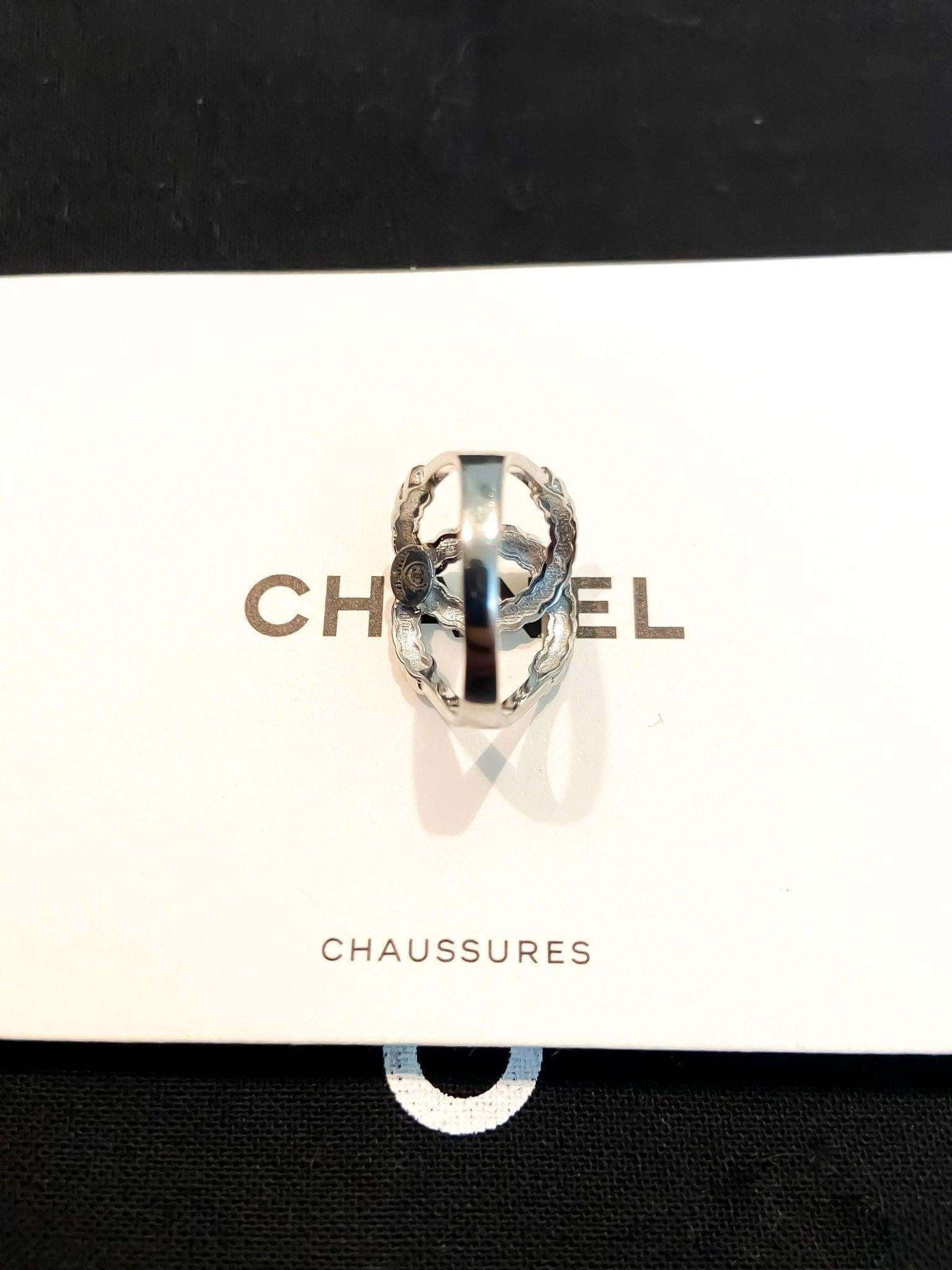 Vintage Chanel Set 925 sterling silver ring on Chanel packaging