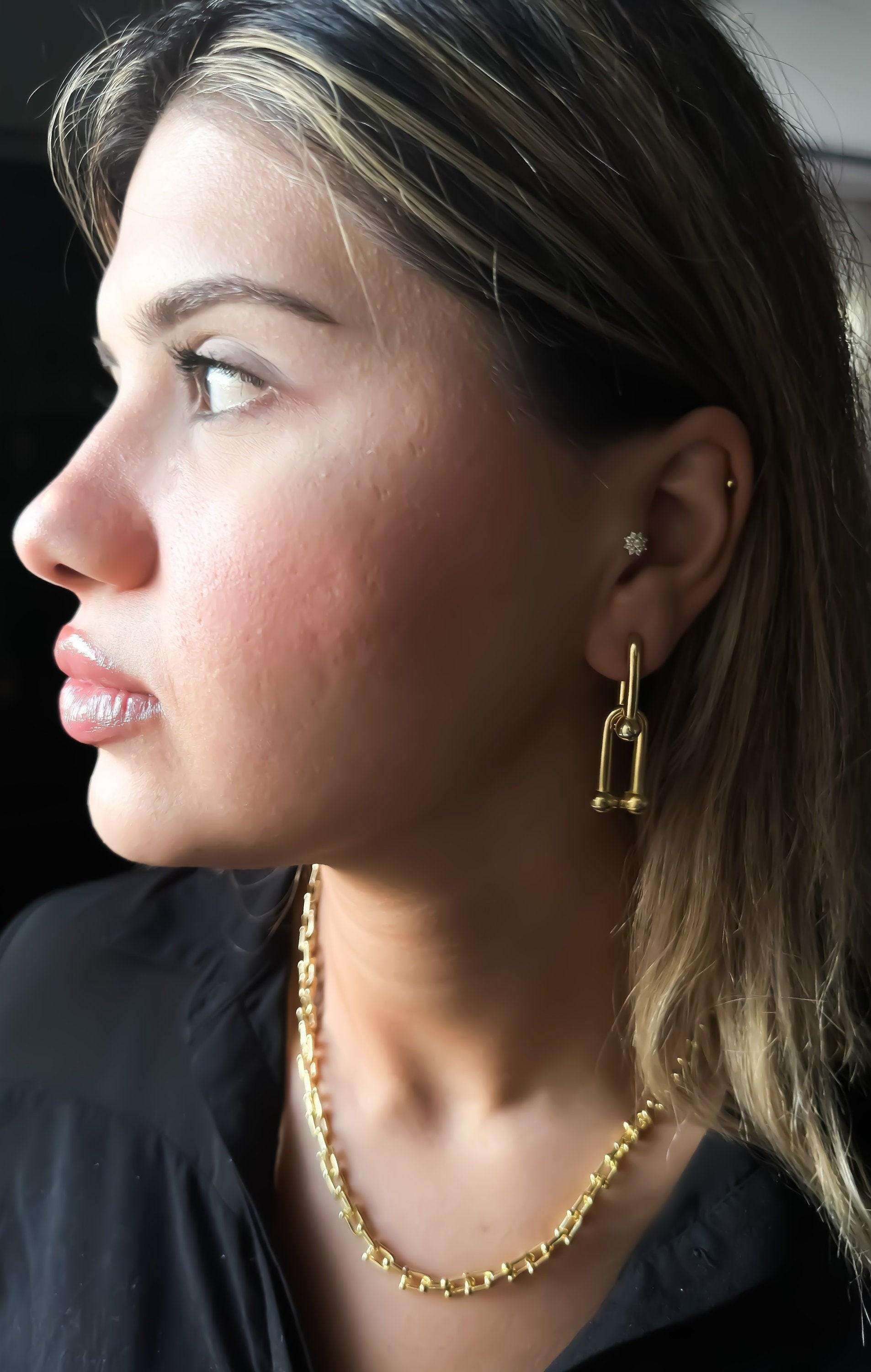 Tiffany&Co 925 Sterling Silver Gold Plated Earrings - Tracesilver