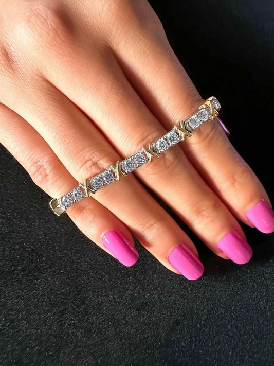 925 sterling silver luxury Tiffany Co bracelet on hand with pink nail polish