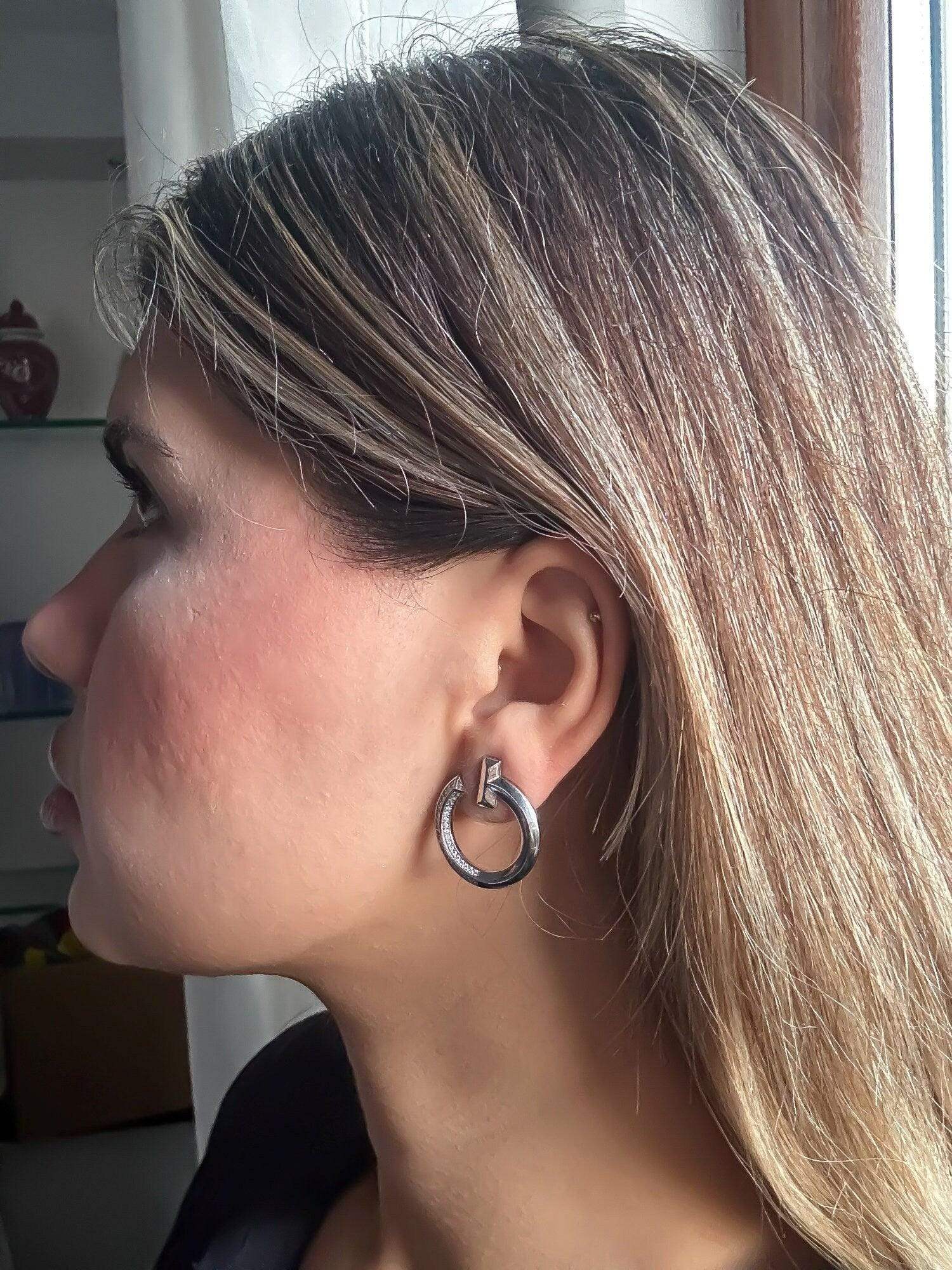 Tiffany & Co 925 Sterling Silver Luxury Jewelry Zircon Stone Earrings - Tracesilver