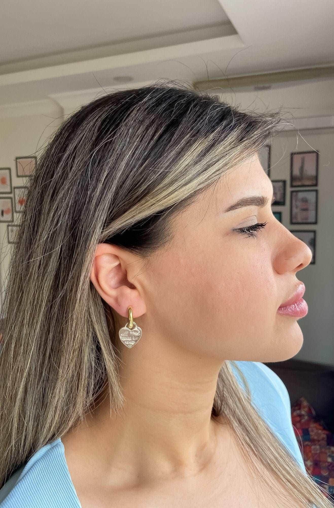 925 Sterling Silver Tiffanys & Co Hardware Link Earrings - Tracesilver