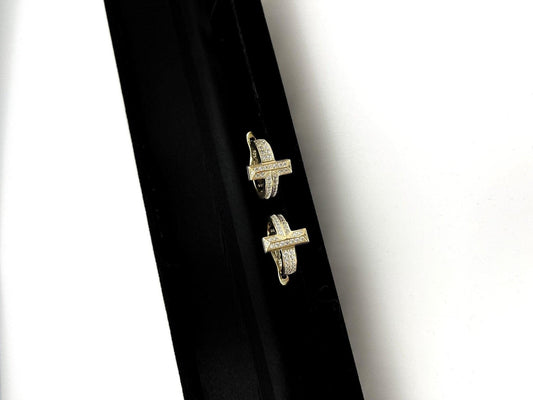 Tİffany&Co T1 925 Sterling Silver Gold Earrings For Her,Tiffany T T1 Gold Plated Earrings,Tiffany Zircon Stone - Tracesilver