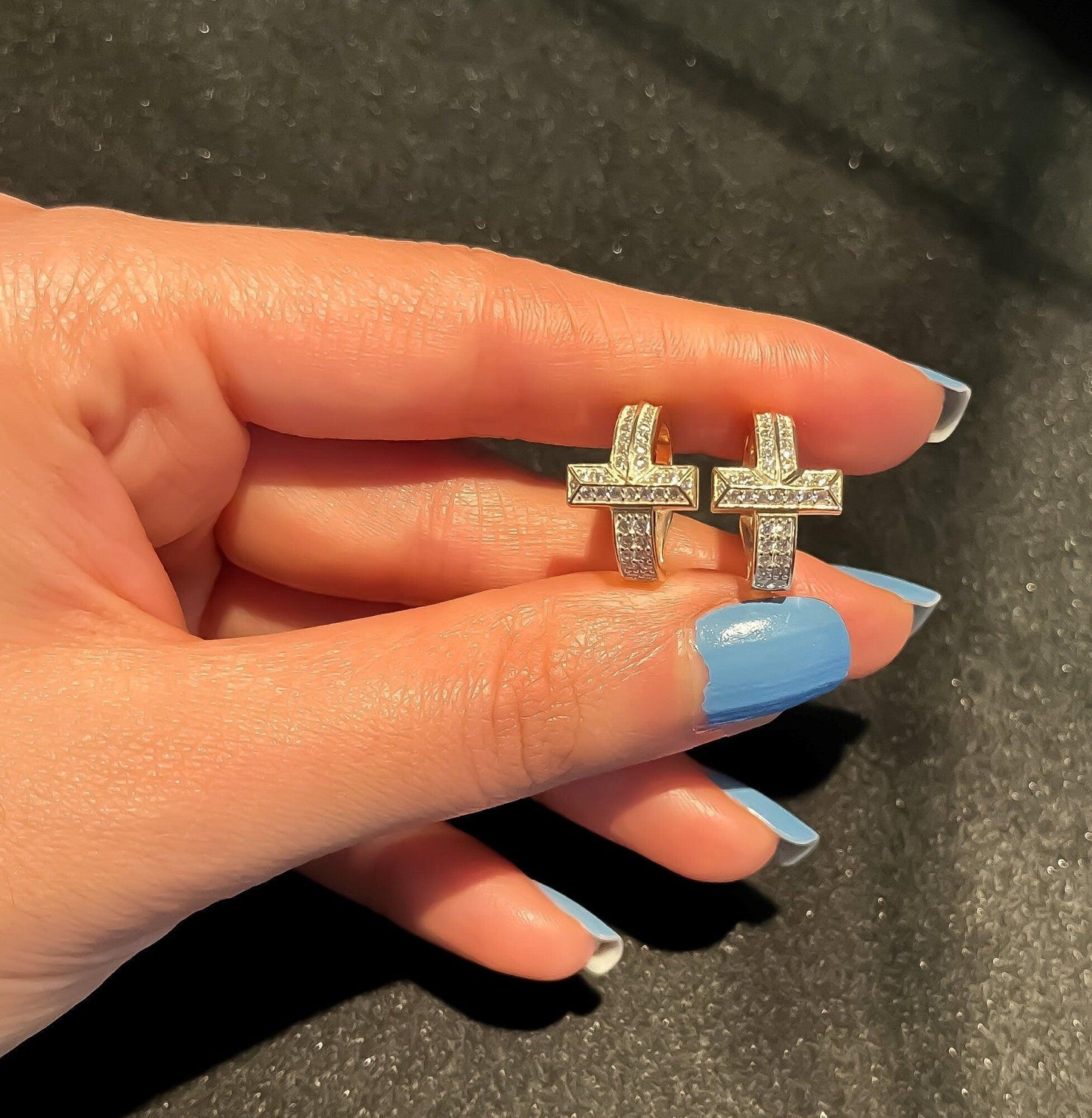 Tİffany&Co T1 925 Sterling Silver Gold Earrings For Her,Tiffany T T1 Gold Plated Earrings,Tiffany Zircon Stone - Tracesilver