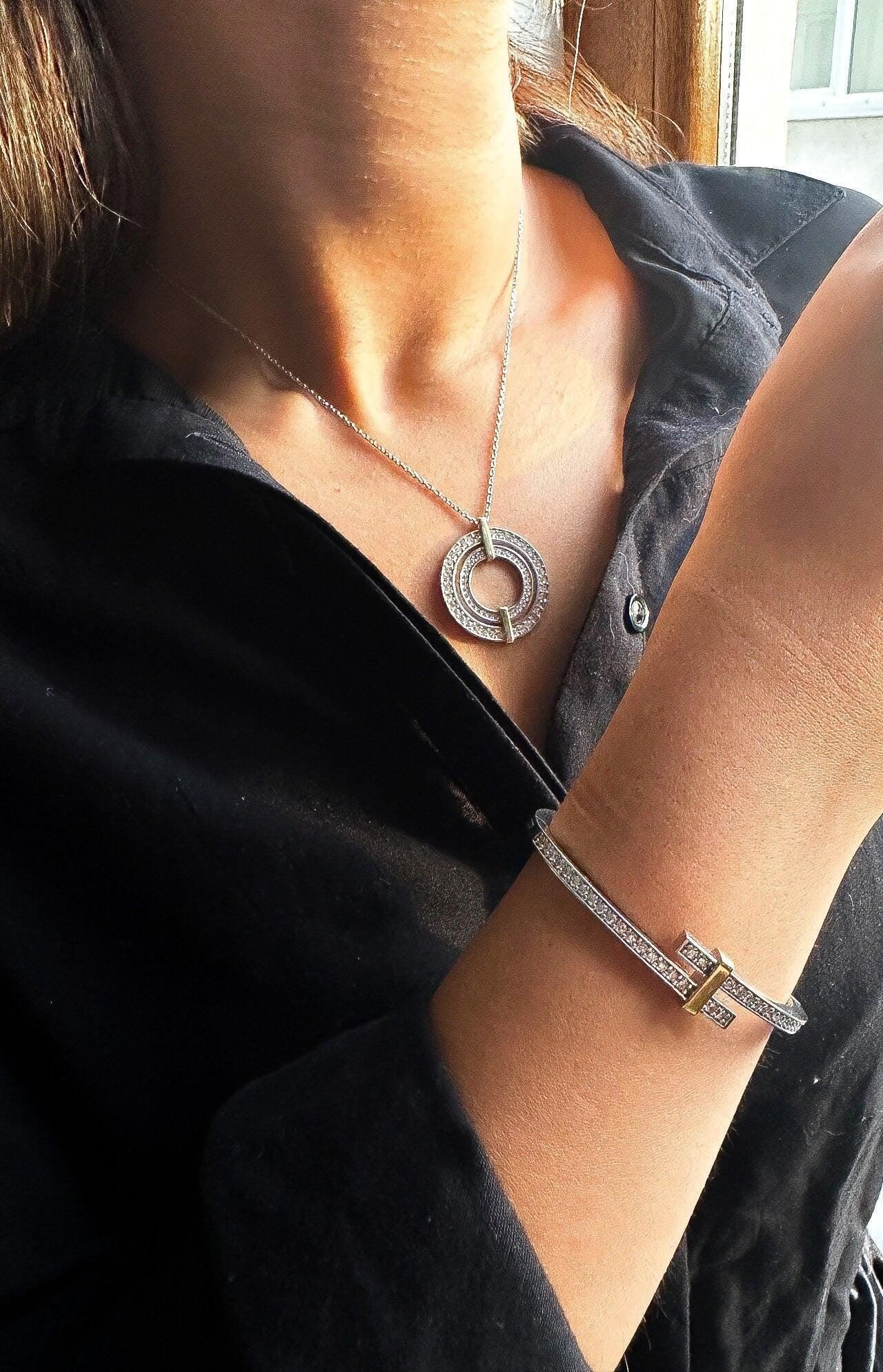 Tiffany & Co 925 Sterling Silver 14K Gold Planet Luxury Bracelet - Tracesilver