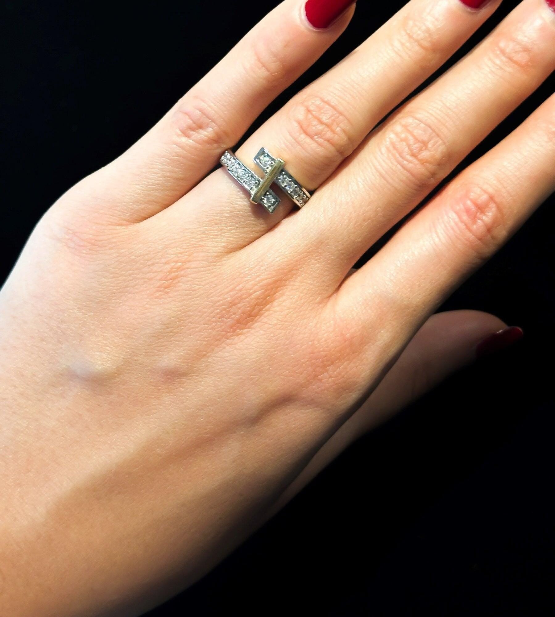 Tiffany & Co 925 Sterling Silver First Quality Zircon Authentic Ring - Tracesilver