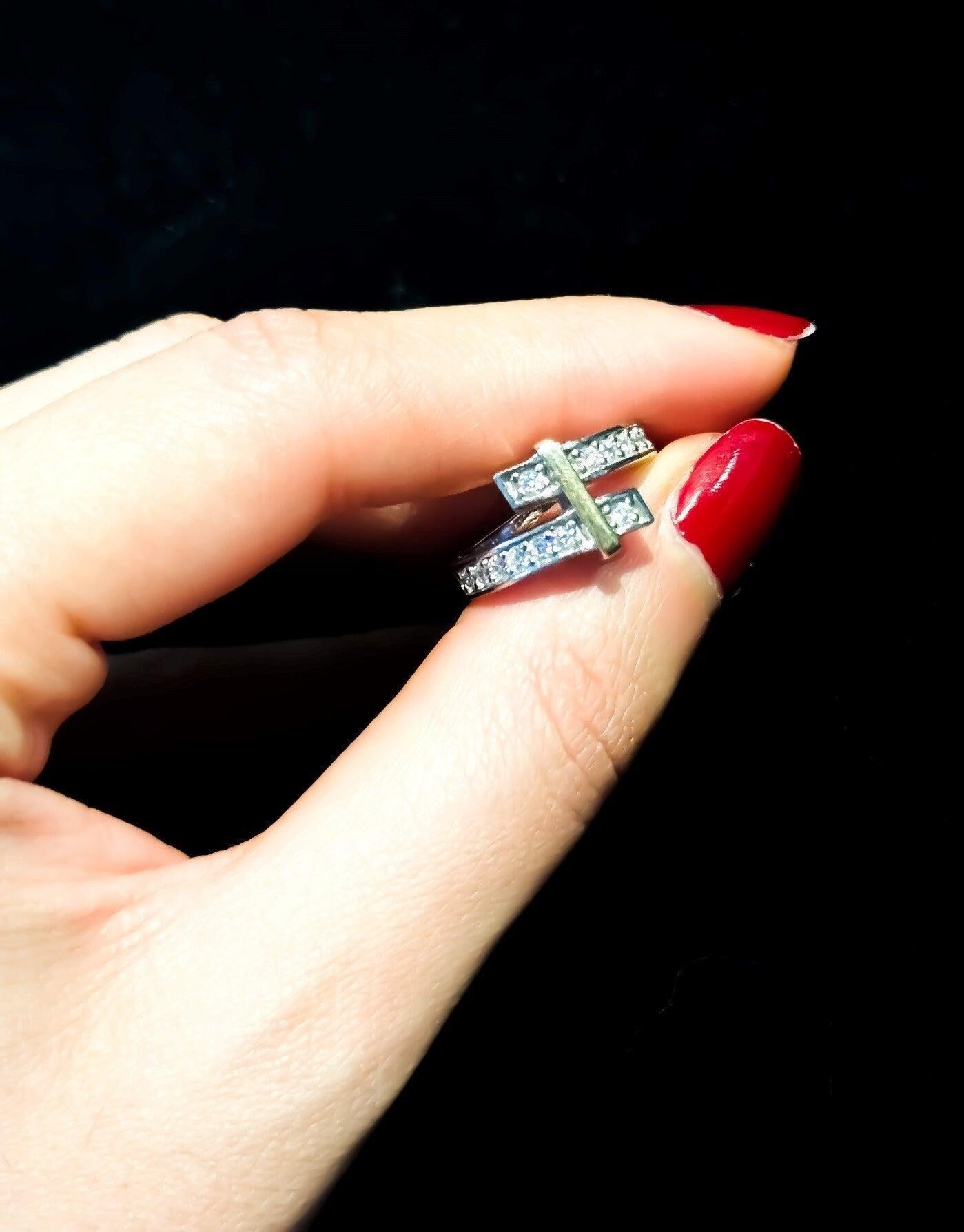 Tiffany & Co 925 Sterling Silver First Quality Zircon Authentic Ring - Tracesilver