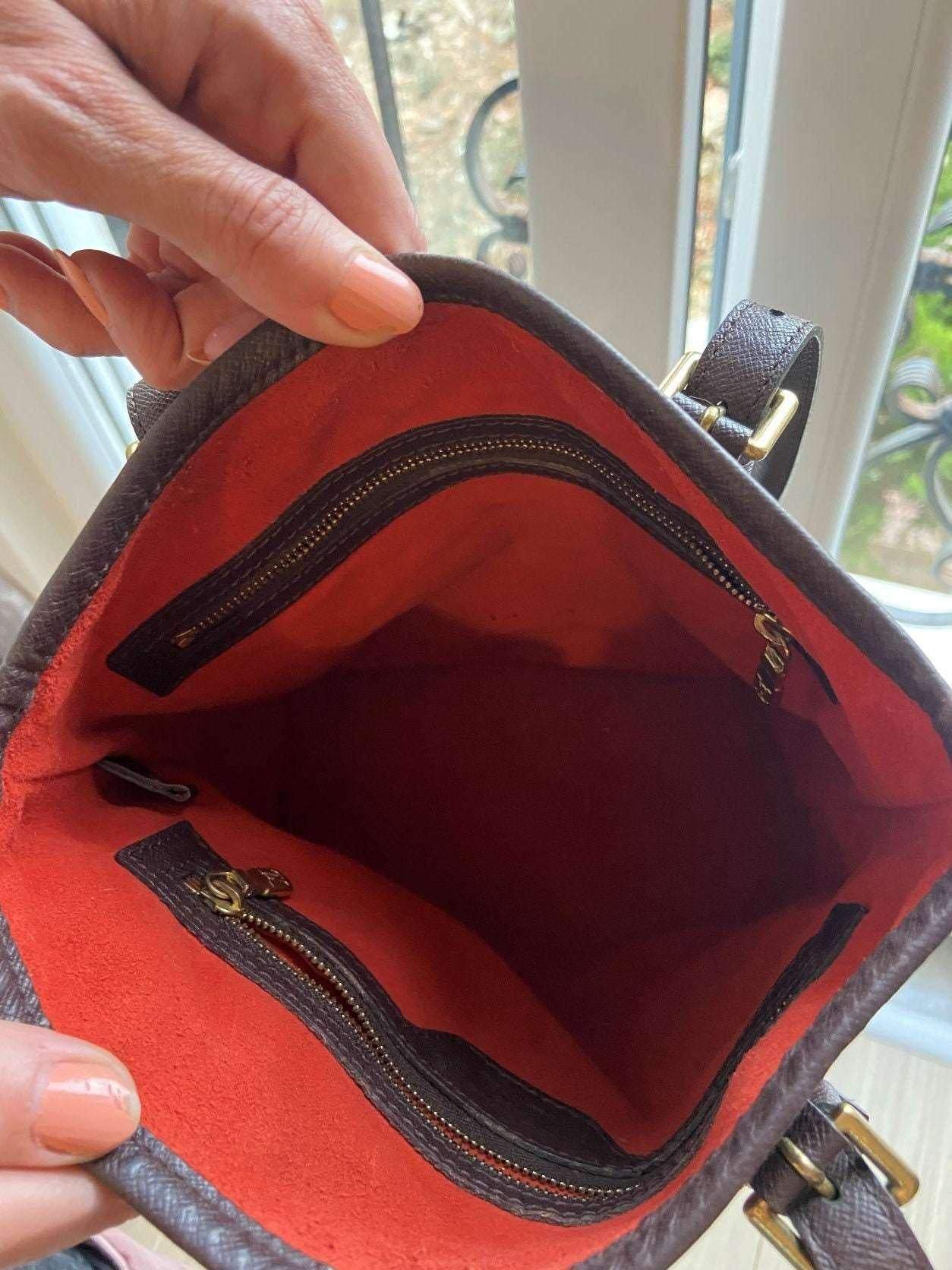 Authentic Louis Vuitton Damier Ebene Bucket Marais Brown Handbag - Tracesilver