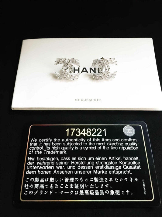 Chanel Baguette Vintage Earrings 925 sterling silver luxury jewelry with imported Italian stones and authenticity certificate