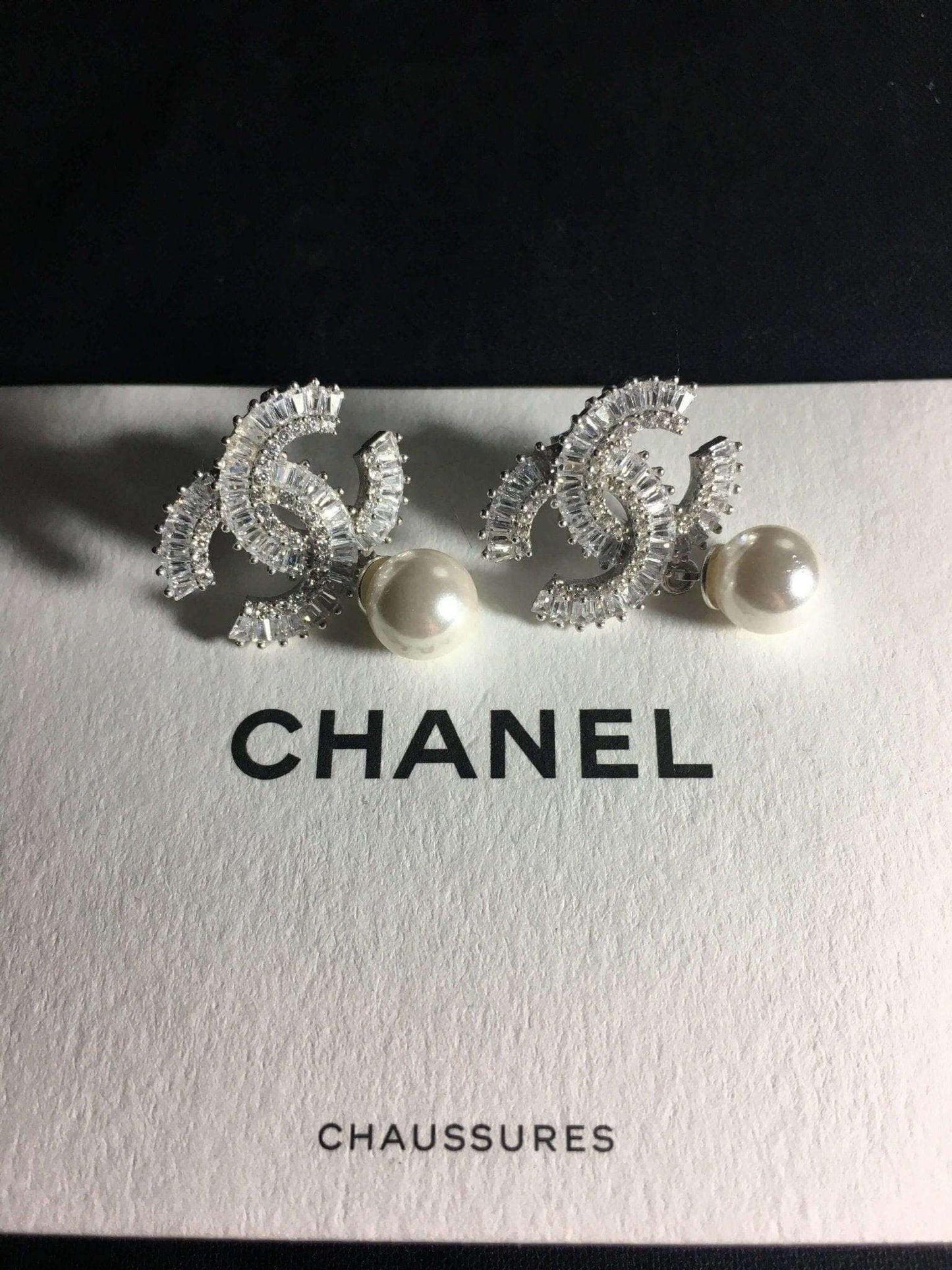 Chanel Jewelry Stud Vintage Earrings, 925 Sterling Silver Real Pearl - Tracesilver
