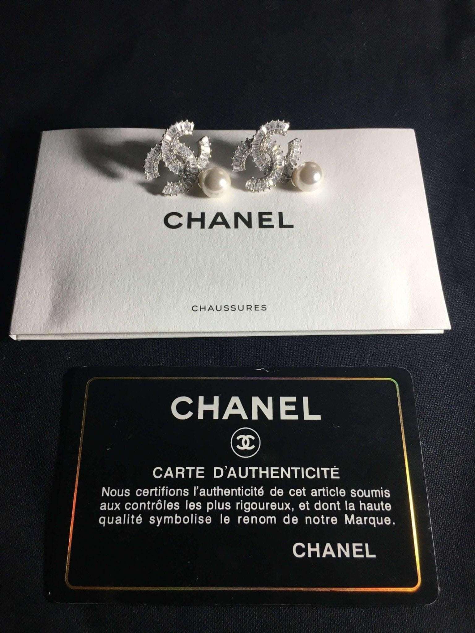 Chanel Jewelry Stud Vintage Earrings, 925 Sterling Silver Real Pearl - Tracesilver
