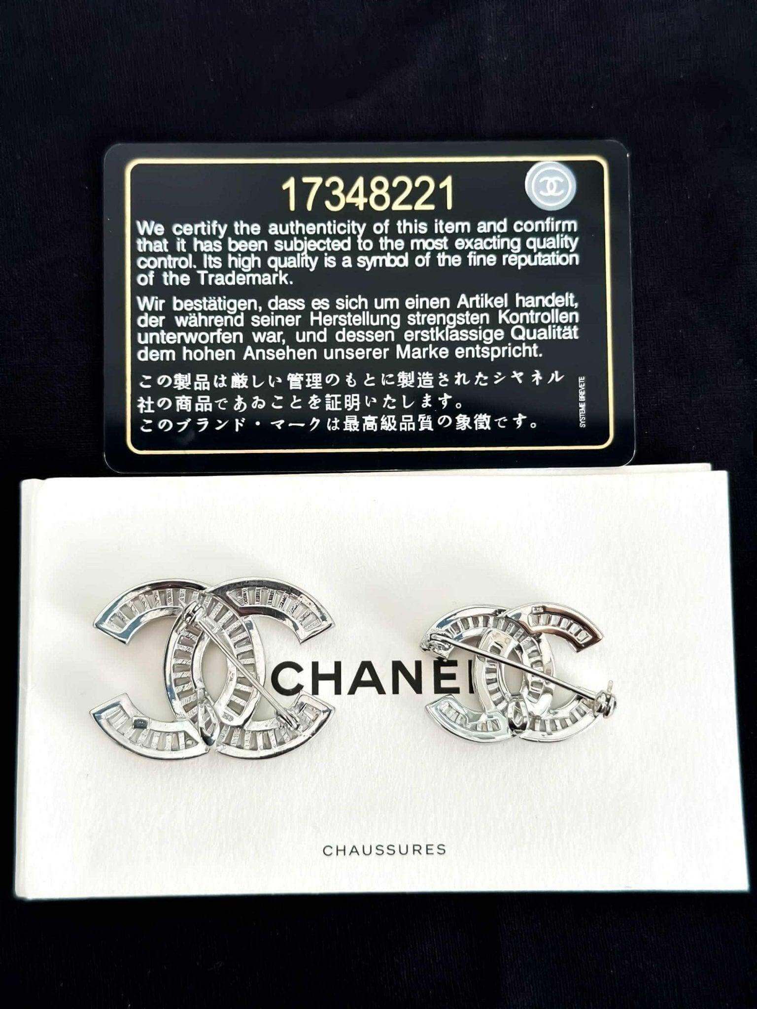 Chanel Brooch Elegant 925 Sterling Silver with Sparkling Zircon Stone - Timeless Glamour - Tracesilver