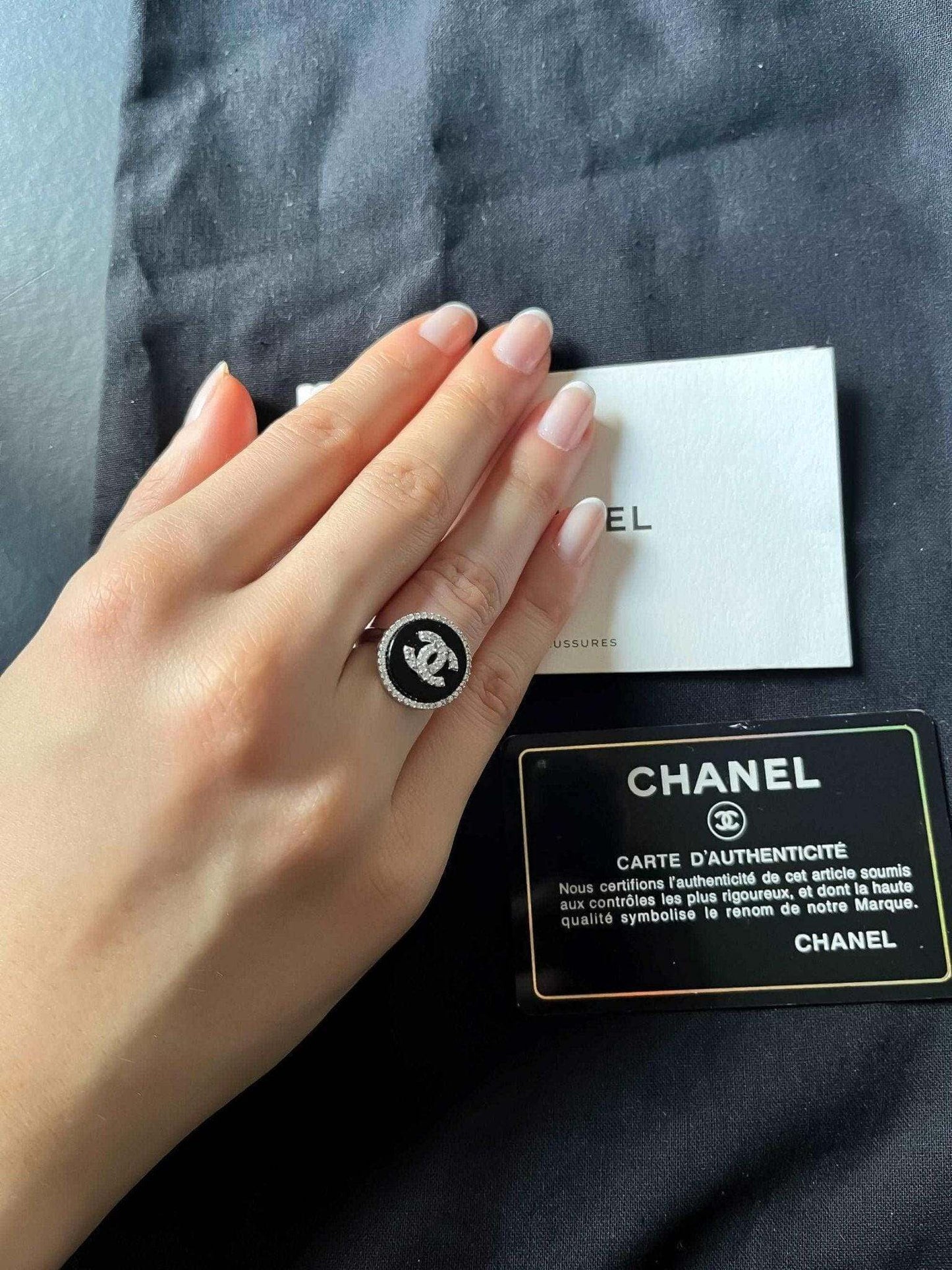 Chanel Vintage Jewelry 925 Sterling Silver Enamel Ring - Tracesilver