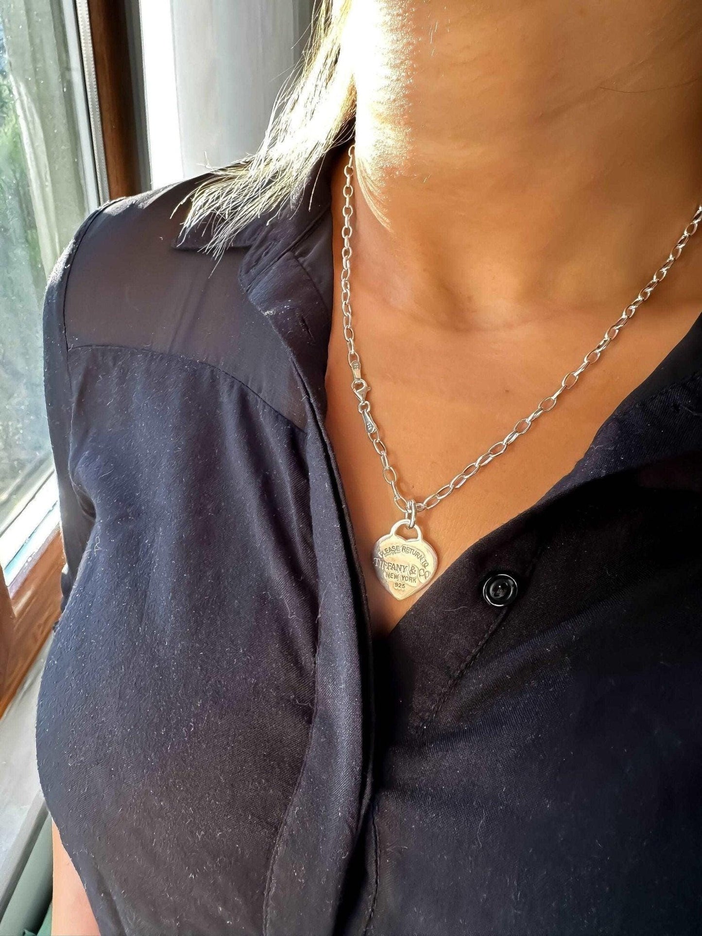 925 Sterling Silver Tiffany Co Luxury First Quality Jewelry Authentic Necklace - Tracesilver