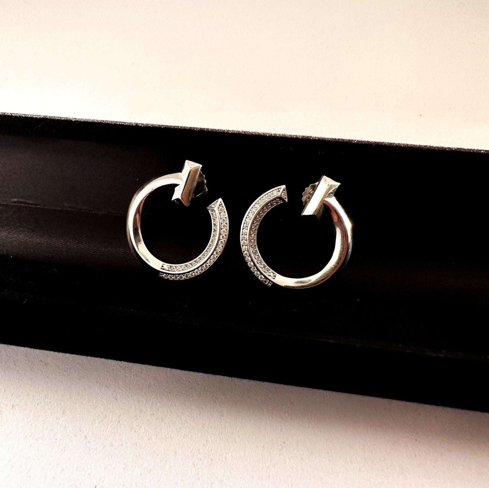 Tiffany & Co 925 Sterling Silver Luxury Jewelry Zircon Stone Earrings - Tracesilver