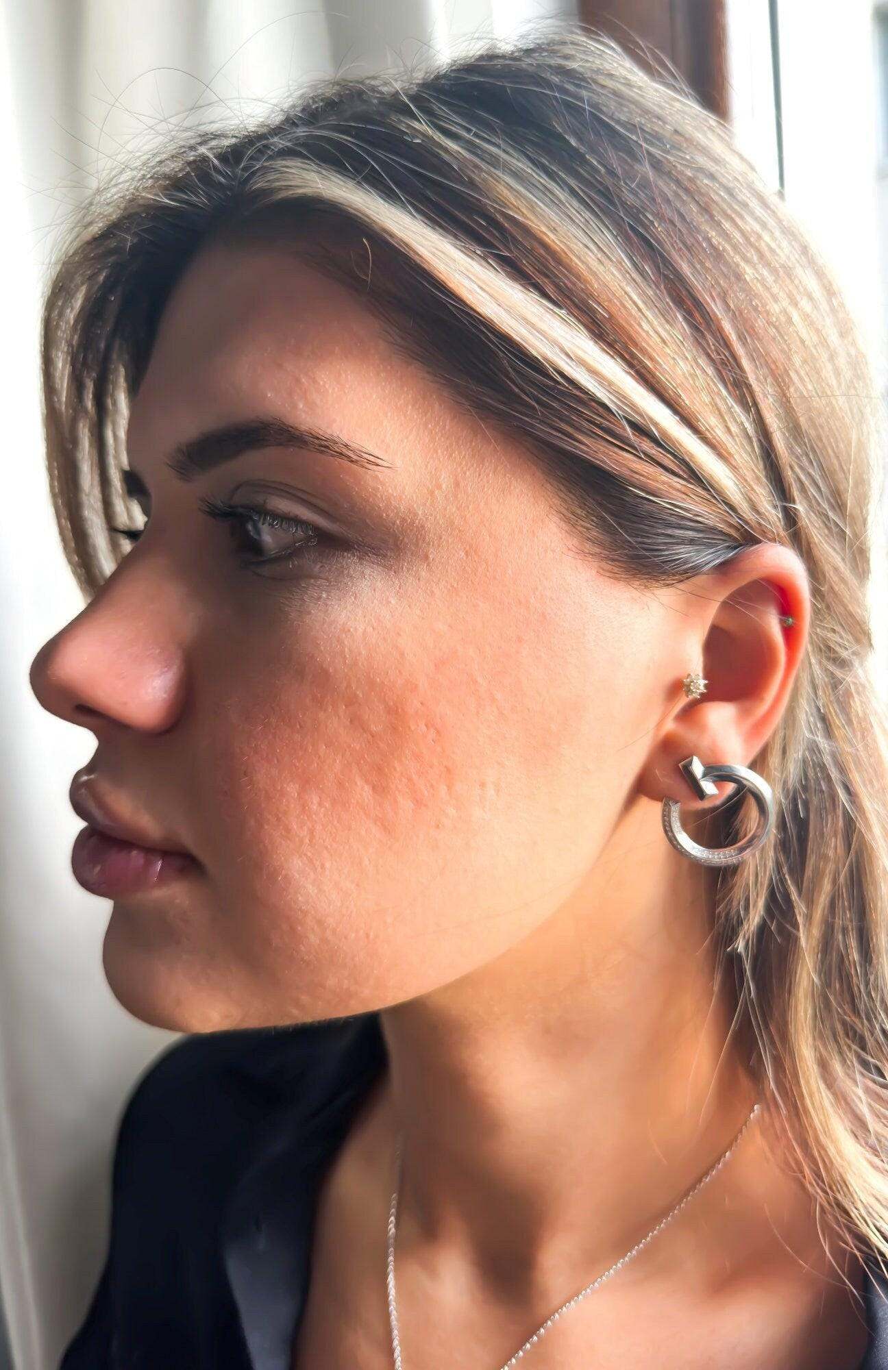 Tiffany & Co 925 Sterling Silver Luxury Jewelry Zircon Stone Earrings - Tracesilver