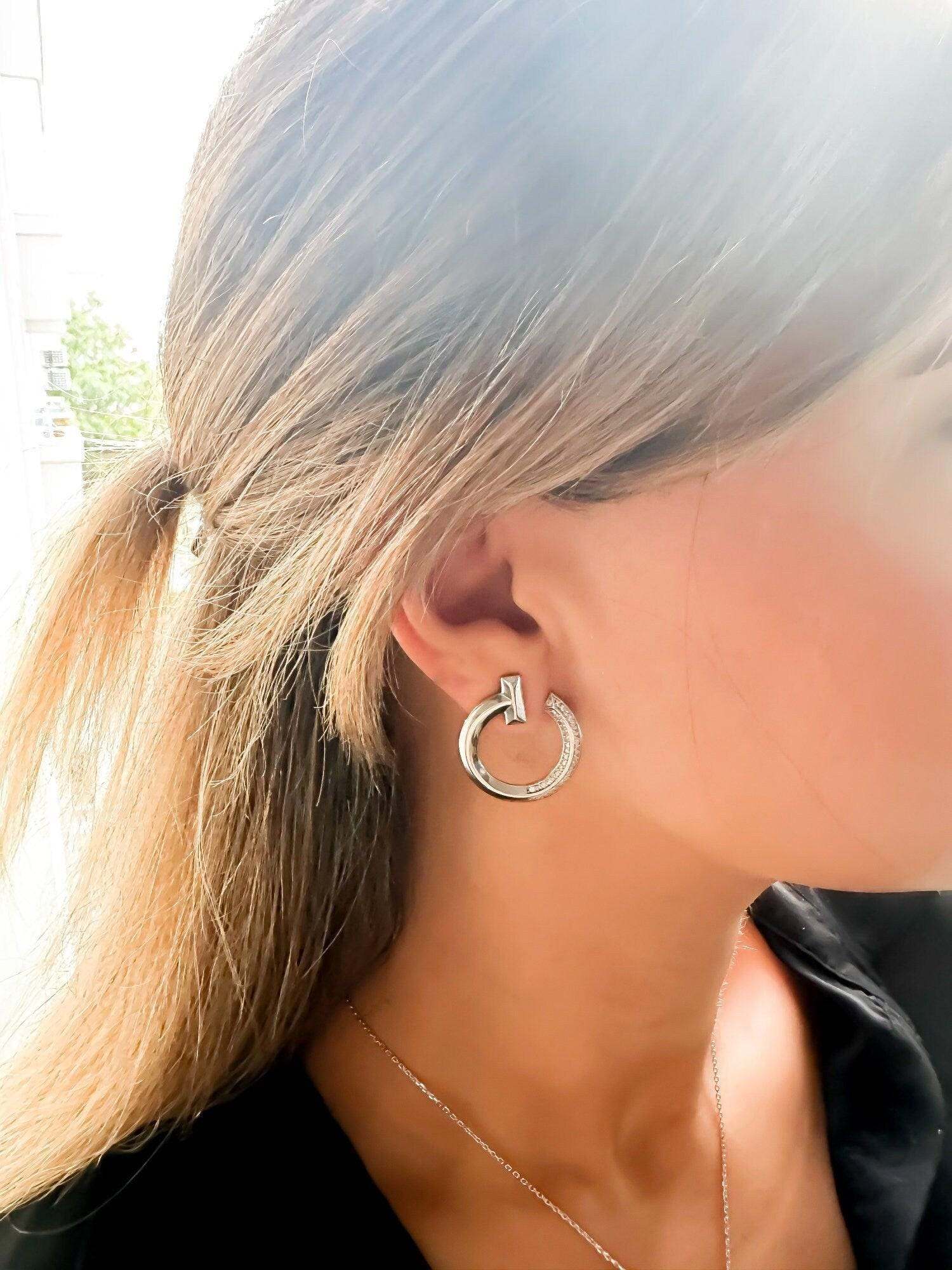 Tiffany & Co 925 Sterling Silver Luxury Jewelry Zircon Stone Earrings - Tracesilver