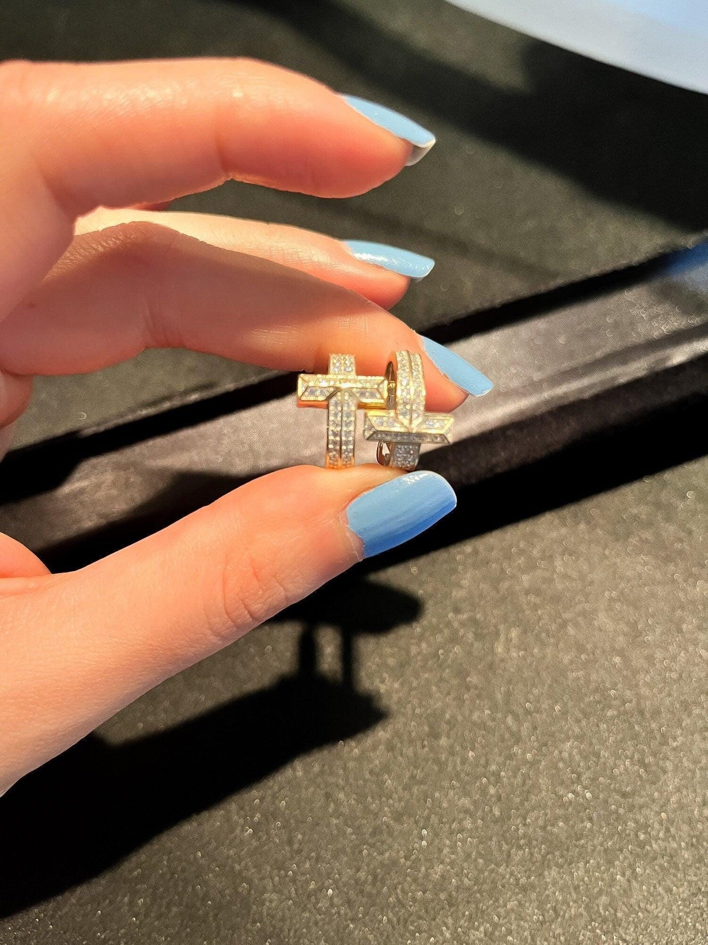 Tİffany&Co T1 925 Sterling Silver Gold Earrings For Her,Tiffany T T1 Gold Plated Earrings,Tiffany Zircon Stone - Tracesilver