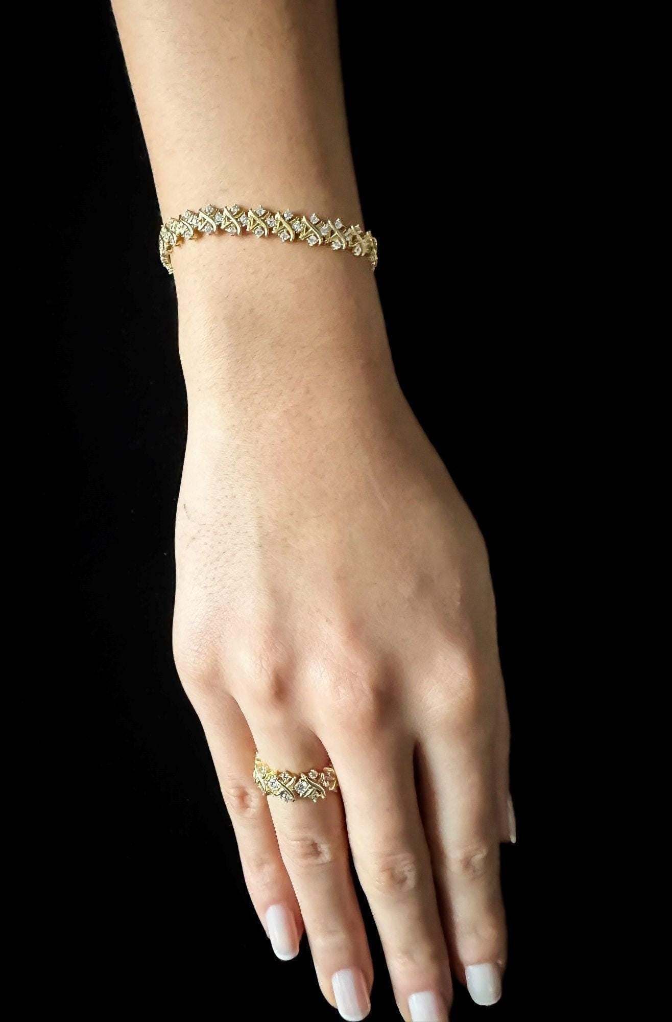 Tiffany & Co 22K Gold Planet Zircon Stone 925 Sterling Silver Luxury Jewelry Bracelet - Tracesilver