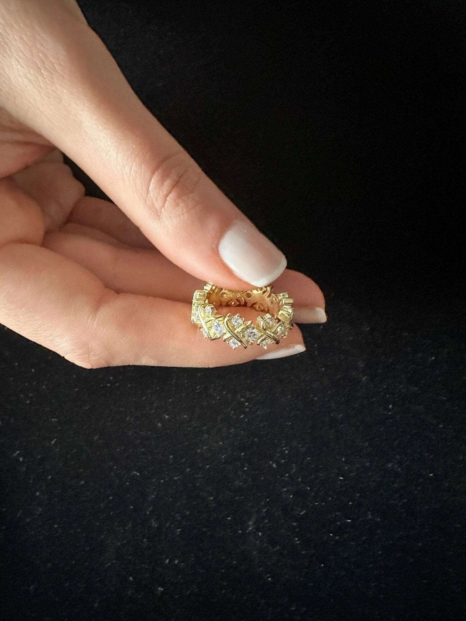 Tiffany & Co Schlumberger 14K Gold Planet 925 Sterling Silver Ring - Tracesilver